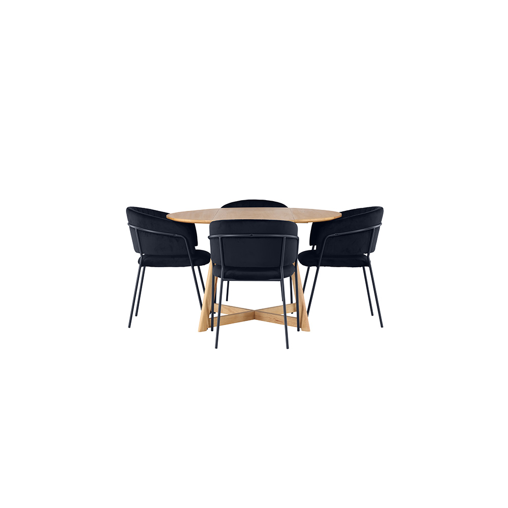 Spisegruppe Venture Home Yakidon Ø120 cm med 4 stk Selma Stoler
