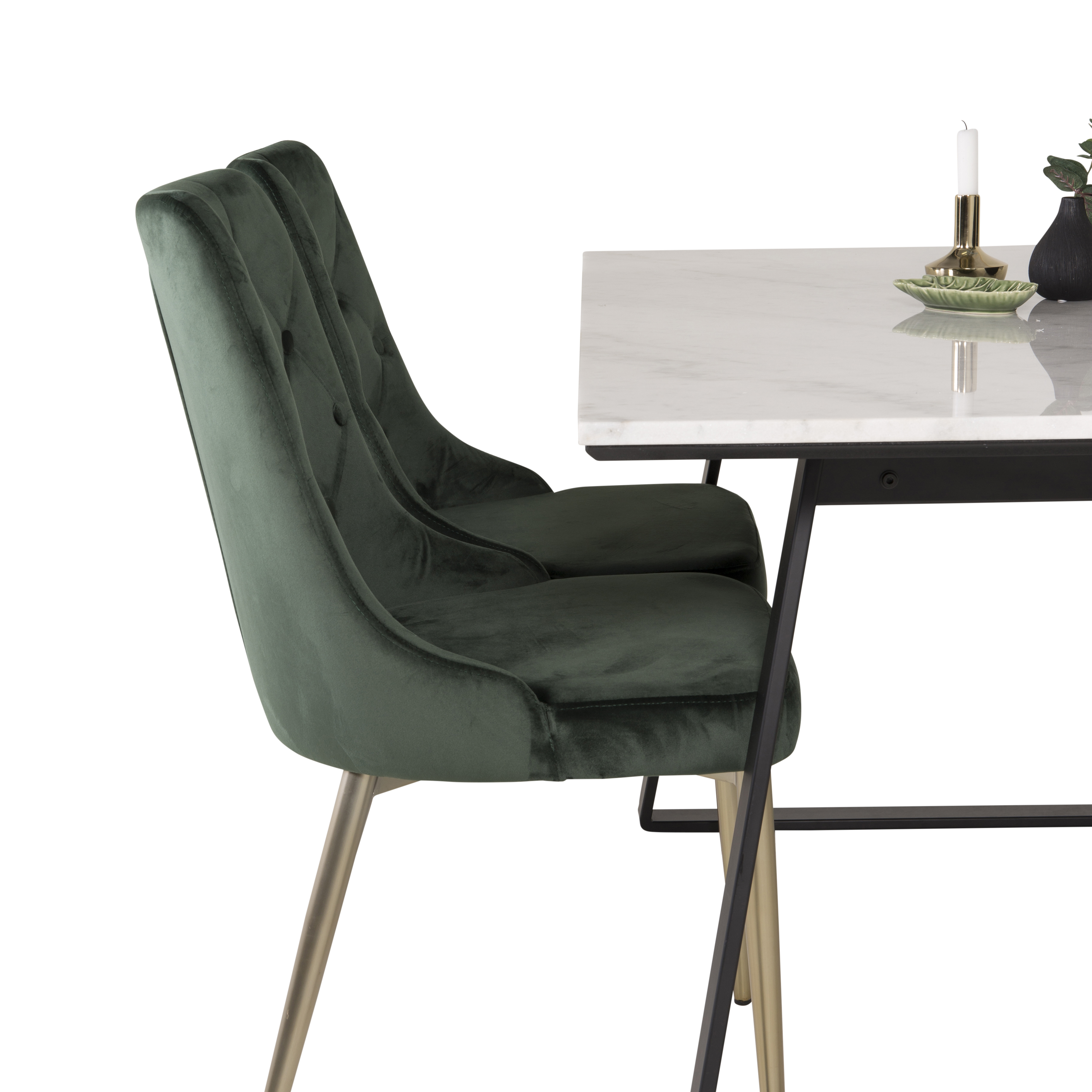 Spisegruppe Venture Home Estelle 140 med 4 Vera Stoler Fløyel/Messing