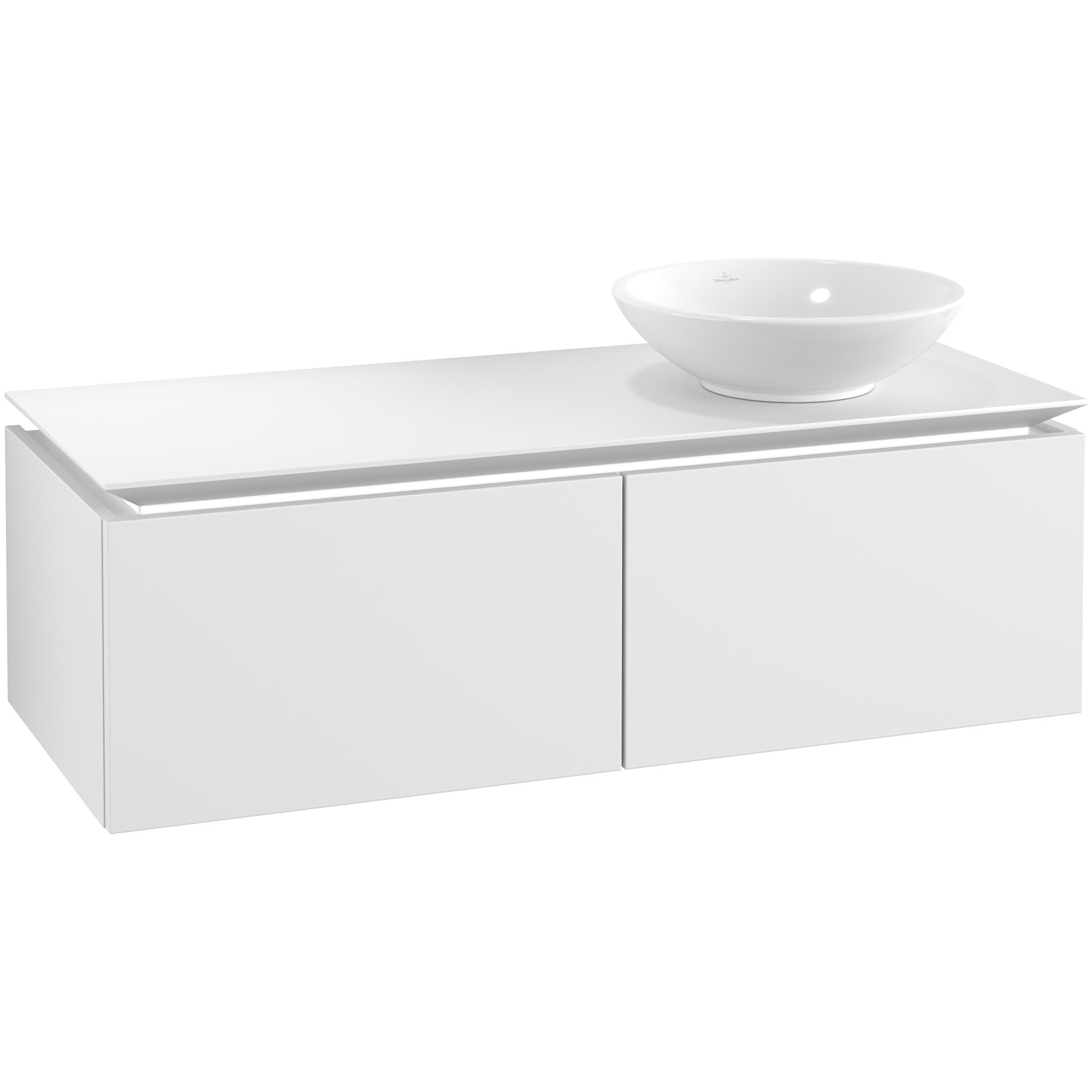 Tvättställsskåp Villeroy & Boch Legato Kompakt 1200 med 2 Lådor för Ocentrerat Ytmonterat Tvättställ | badrum - badrumsmobler - tvattstallsskap-och-kommod | KakelKungen