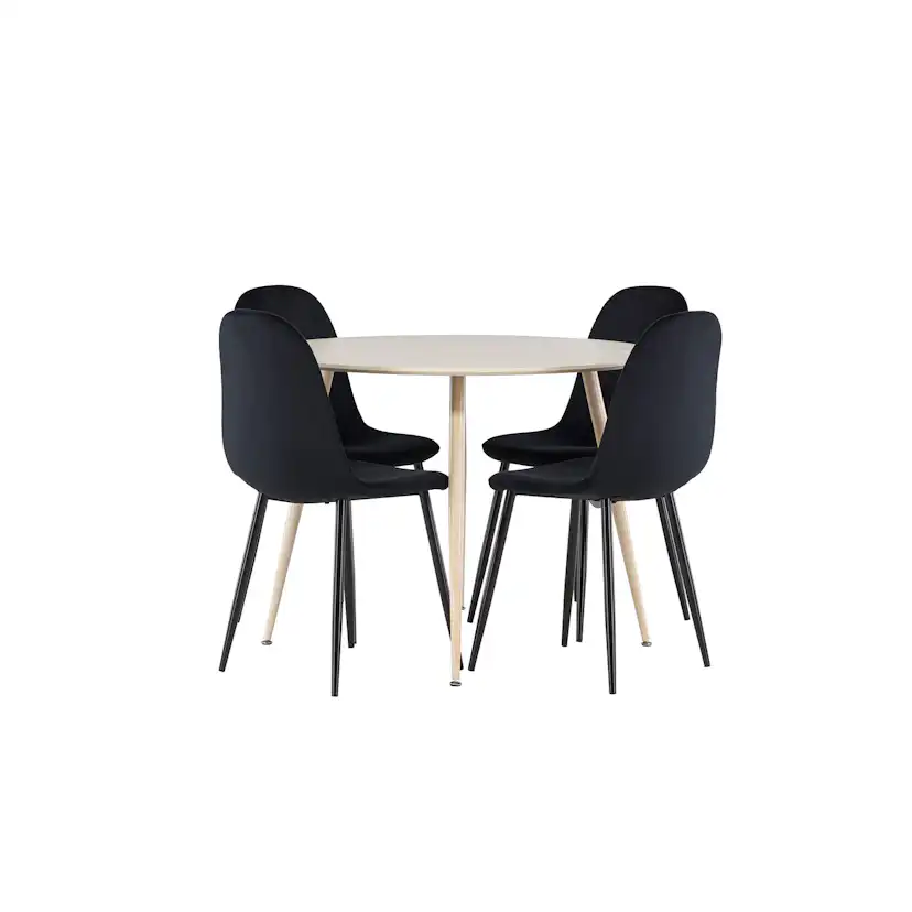 Spisegruppe Venture Home Plaza Ø100 med 4 stk Polar Stoler Fløyel