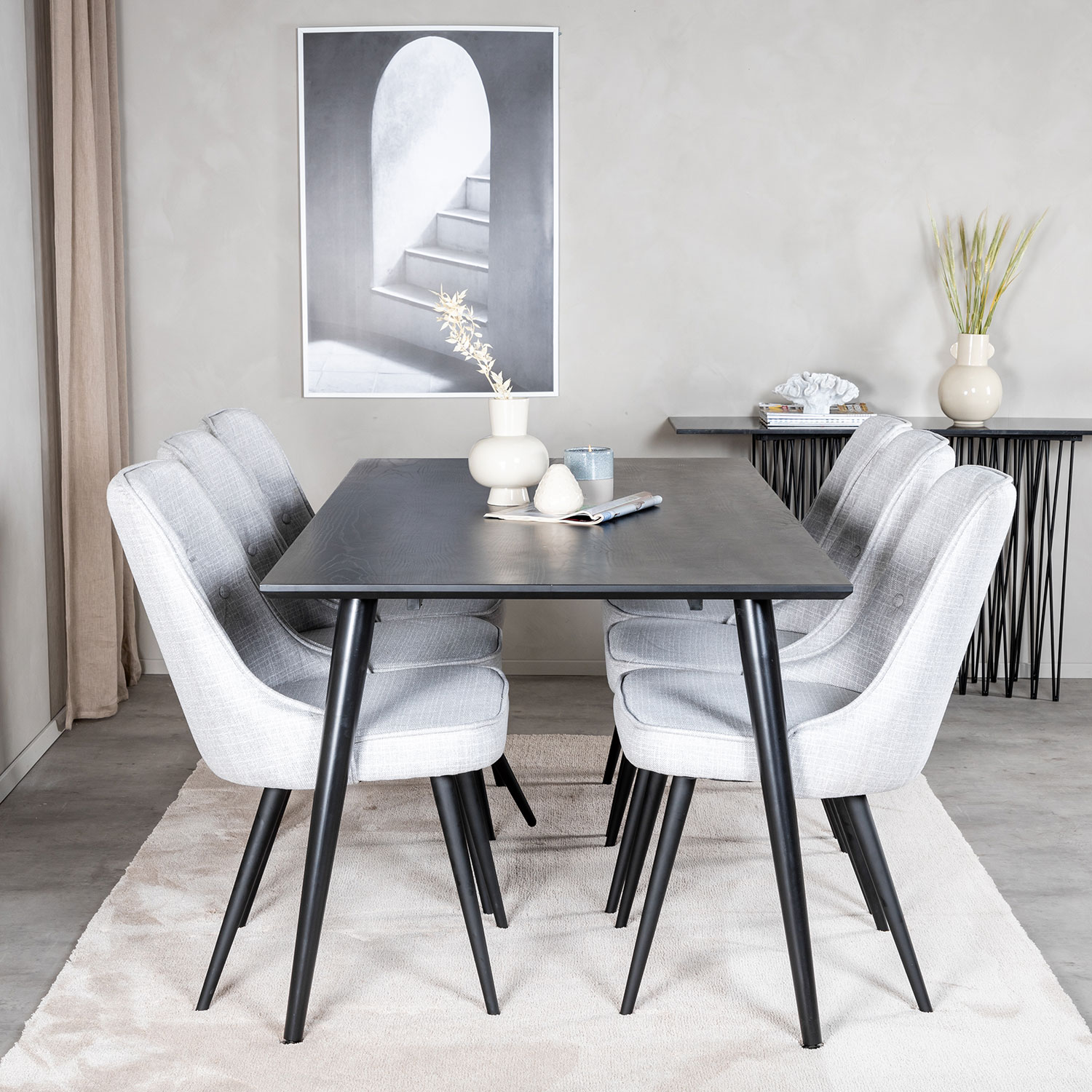 Spisegruppe Venture Home Dipp med 6 Velvet Deluxe Stoler