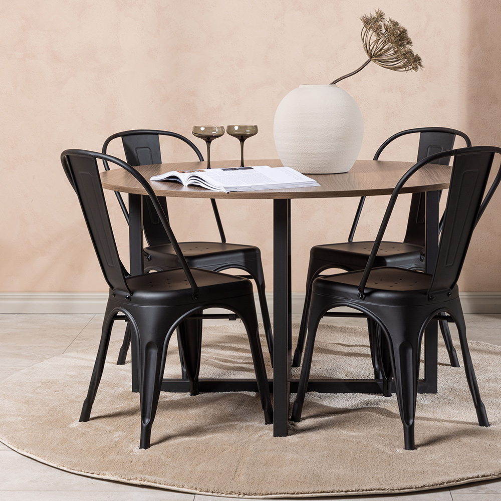 Spisegruppe Venture Home Durango Ø 120 cm med 4 Tempe Stoler
