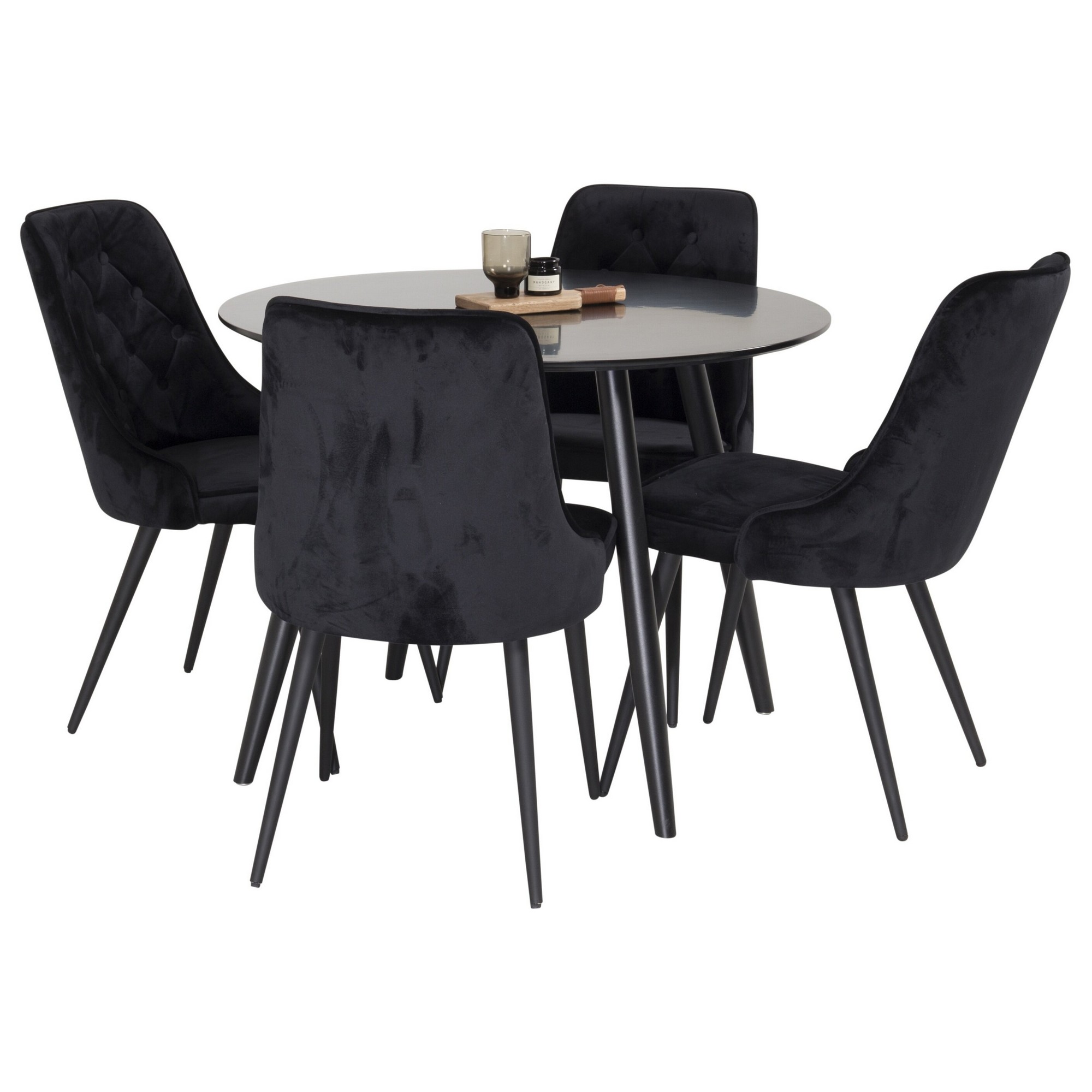 Spisegruppe Venture Home Plaza med 4stk Velvet Deluxe Stoler