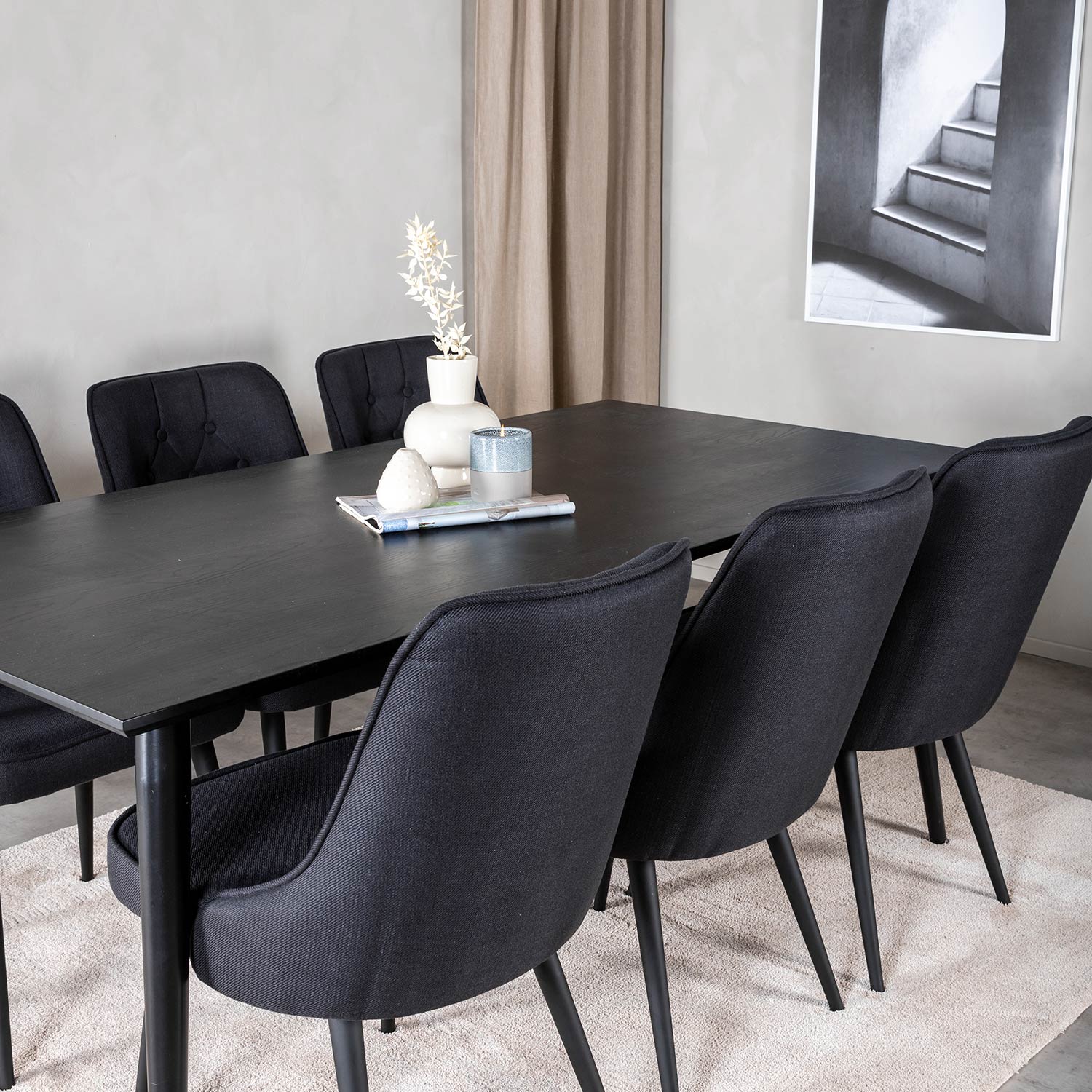 Spisegruppe Venture Home Dipp med 6 Velvet Deluxe Stoler