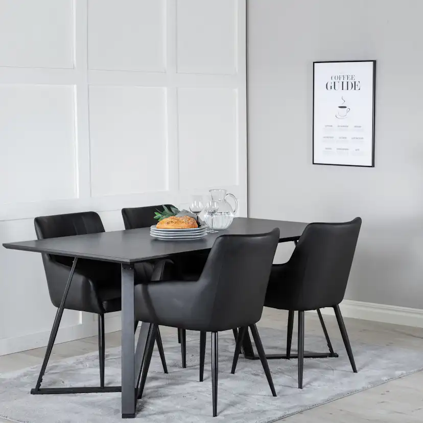 Marina Dining Table - Black top / Black Legs +Comfort - Dini Sort/Sort