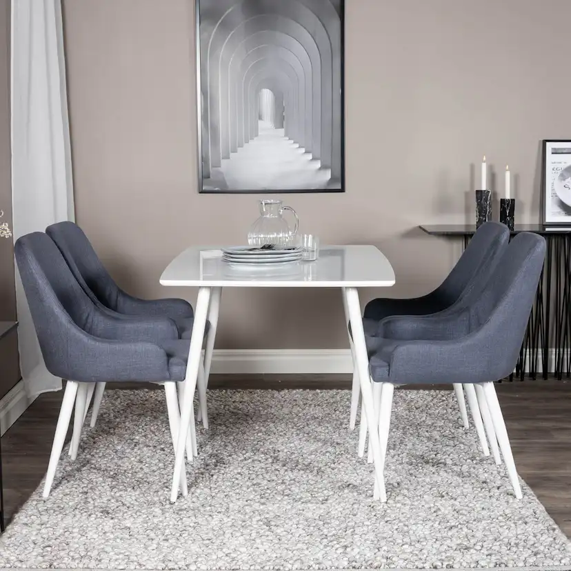 Spisegruppe Venture Home Pobbie med 4 Plake Stoler Polyester