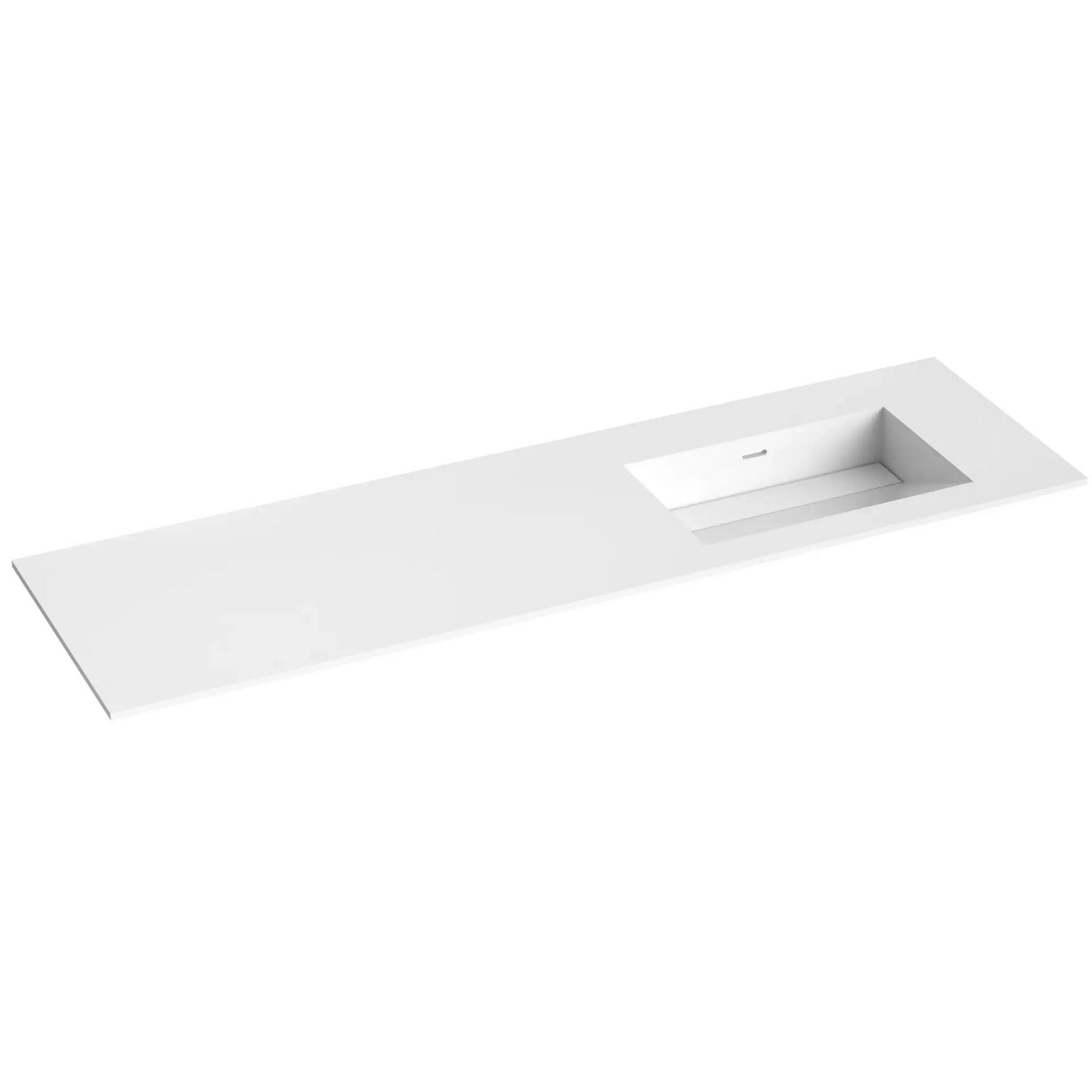 Corian 160 servant høyre med flat bunn u/kranhull, hvit matt Flat Bunn