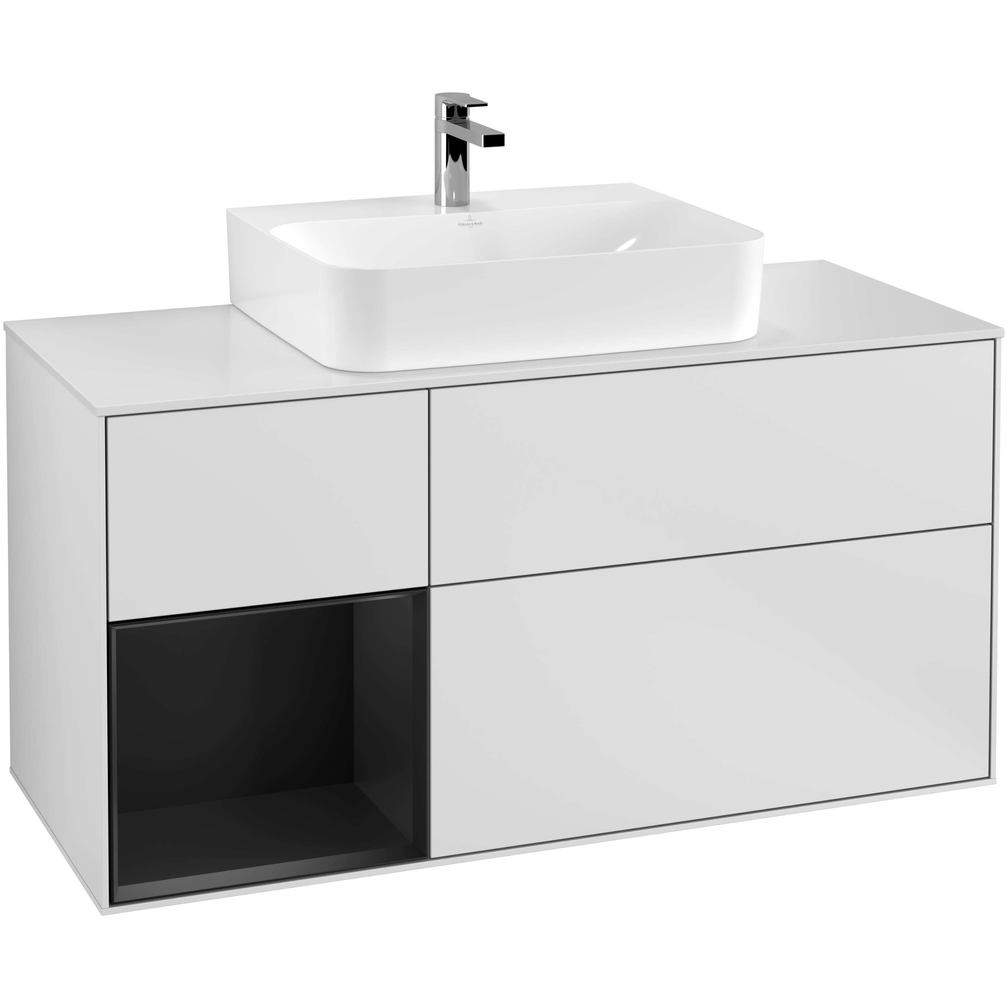 Tvättställsskåp Villeroy & Boch Finion med 3 Lådor Hylla och Bänkskiva för Centrerat Tvättställ | badrum - badrumsmobler - tvattstallsskap-och-kommod | KakelKungen