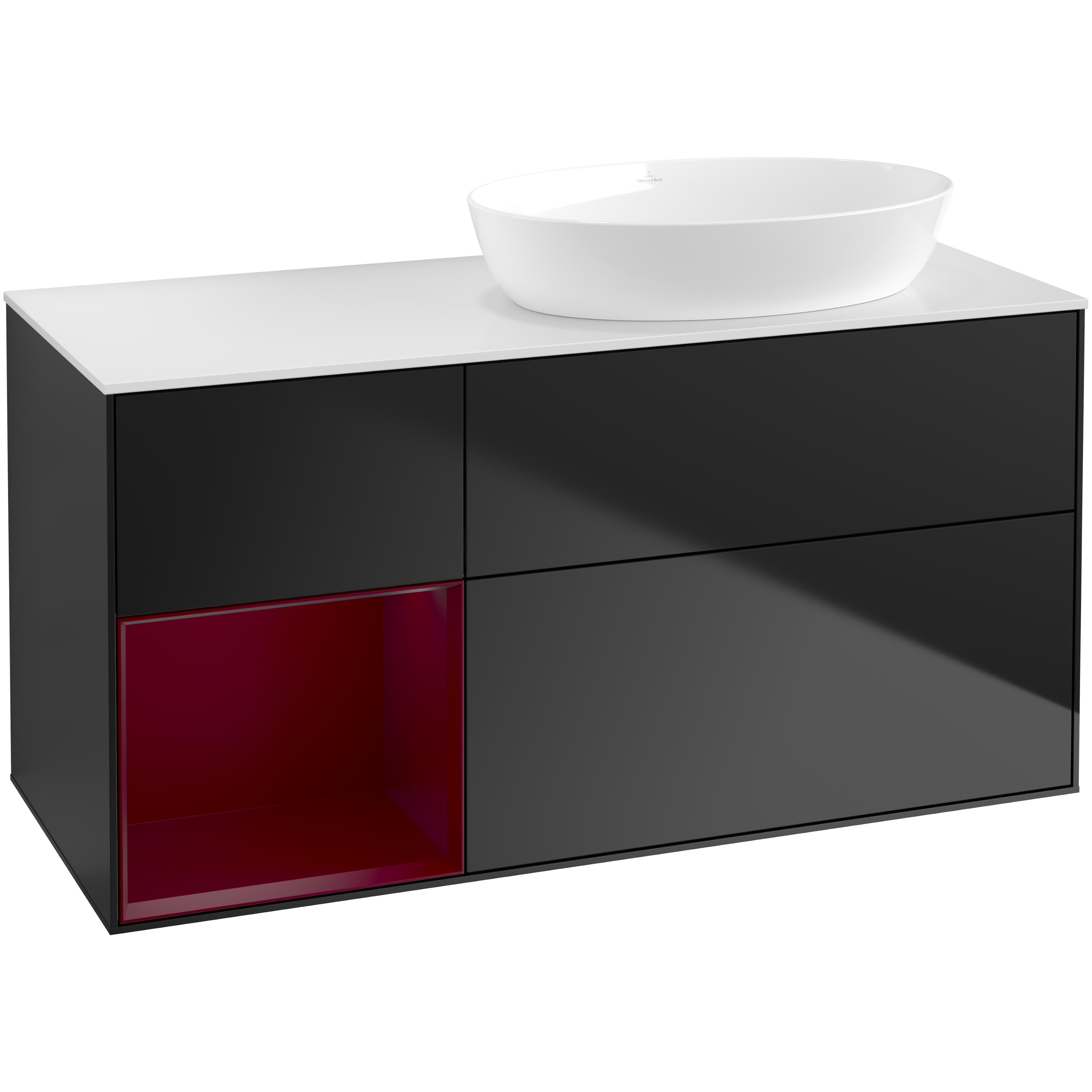 Tvättställsskåp Villeroy & Boch Finion med 3 Lådor Hylla och Bänkskiva för Ocentrerat Tvättställ från Artis & Collaro