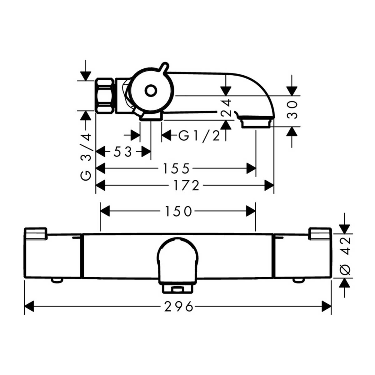 Badekarbatteri Hansgrohe Ecostat 1001 CL