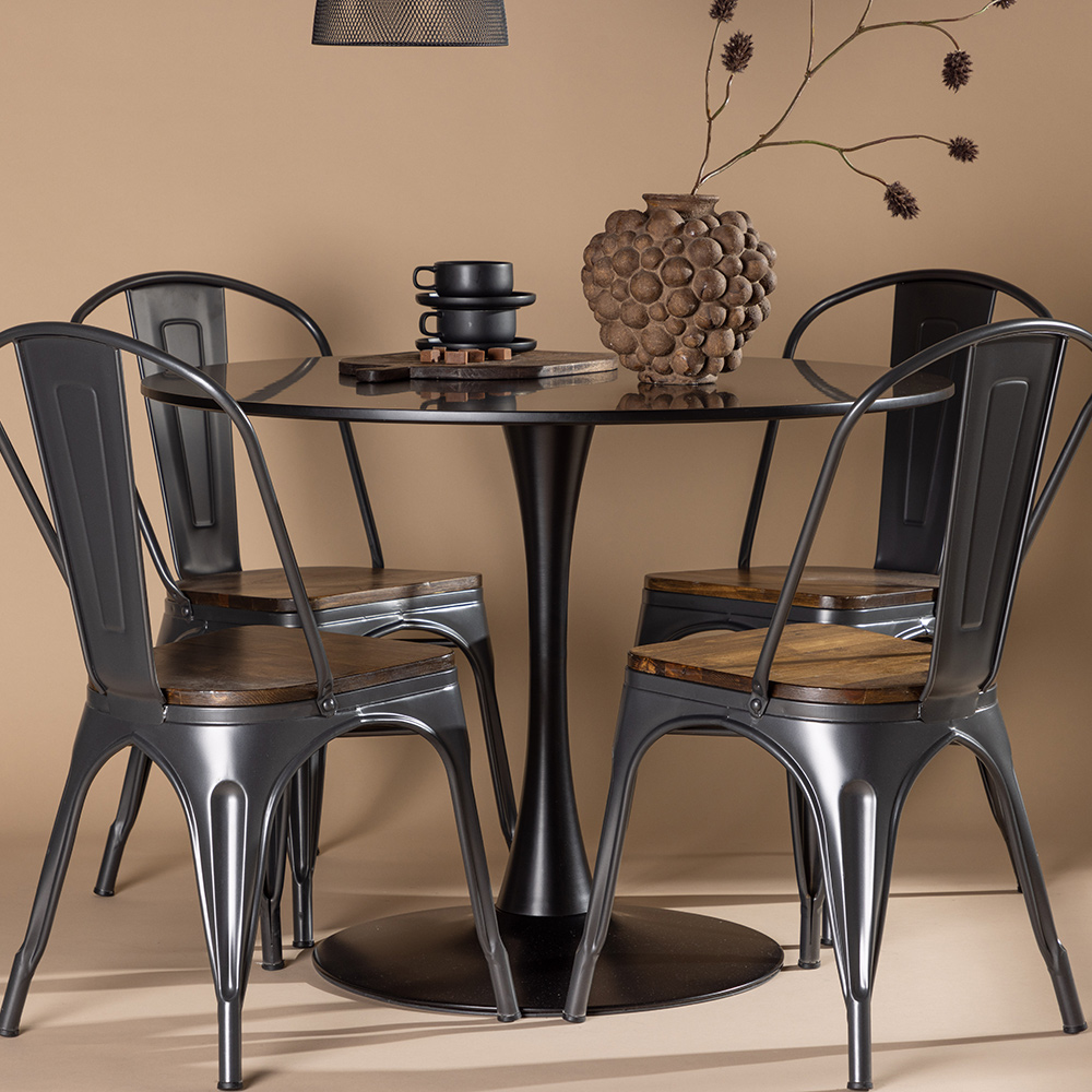 Spisegruppe Venture Home Glade Ø 100 cm med 4 Tempe Stoler
