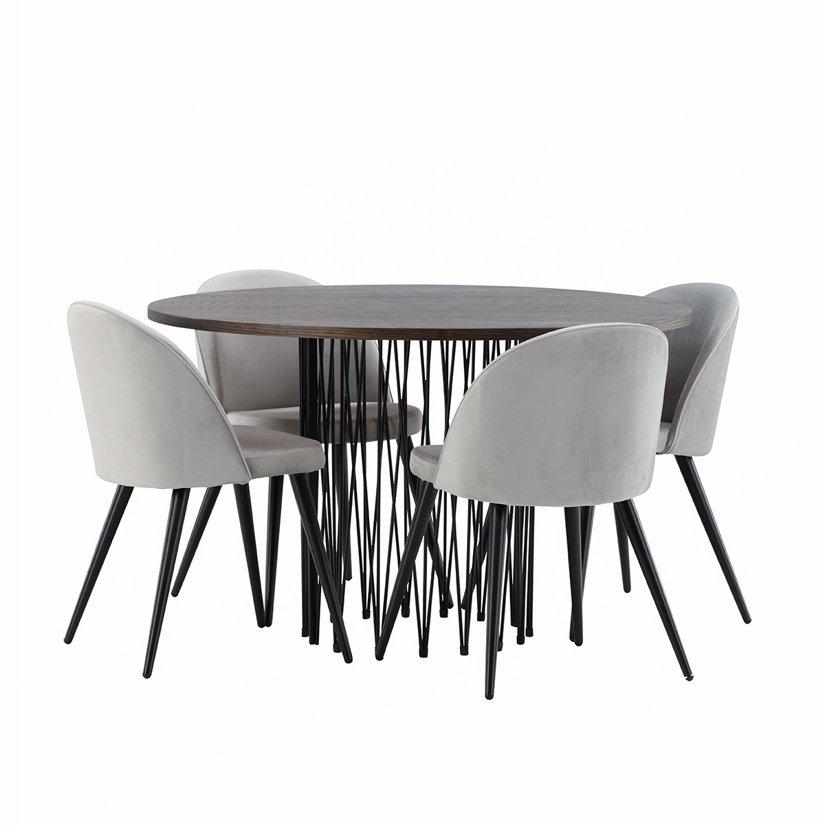 Spisegruppe furniture/fashion Stone med 4 Velvet Stoler