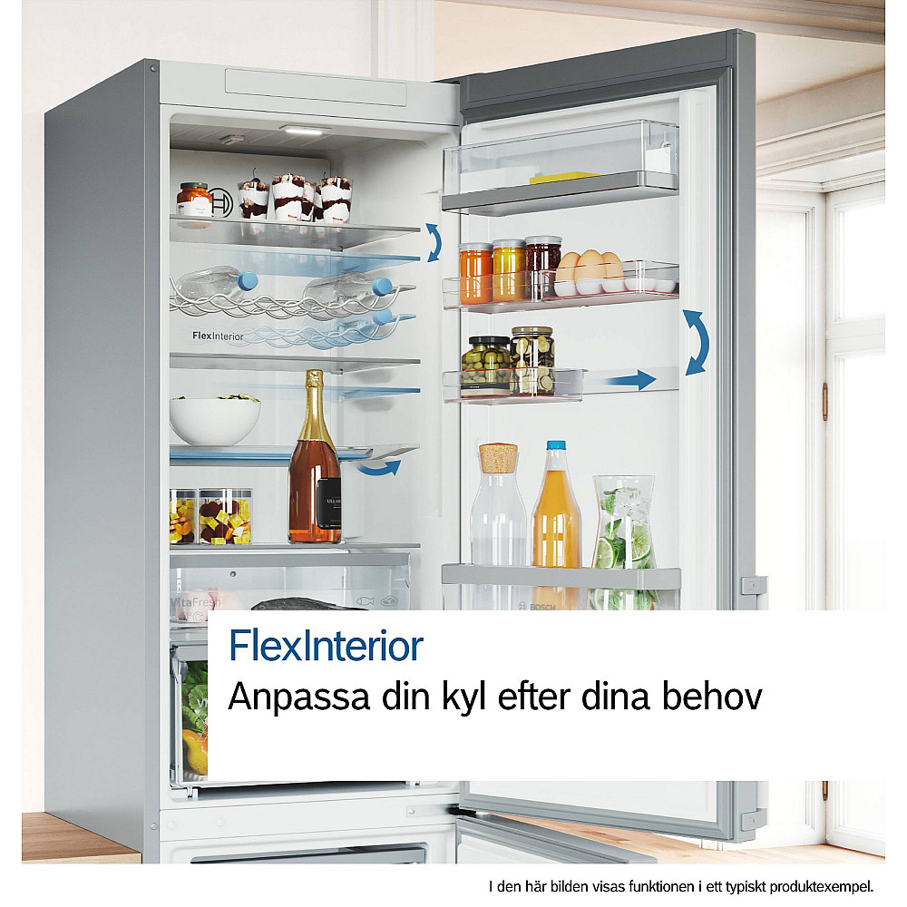Frittstående Kjøleskap/Fryser Bosch Serie 6 KGN39AIAU Rustfri med LED-Belysning