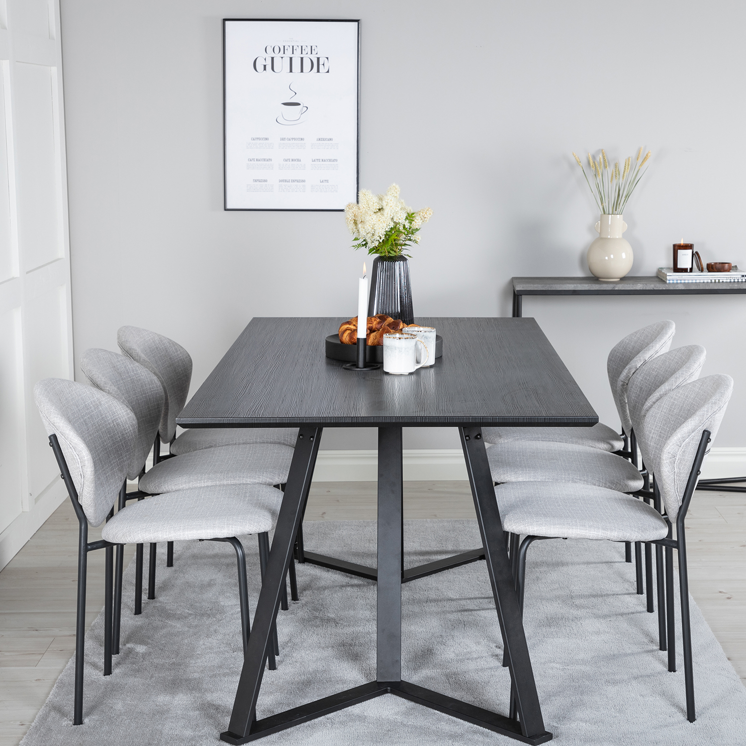 Spisegruppe Venture Home Madde med 6 Valor Stoler Polyester
