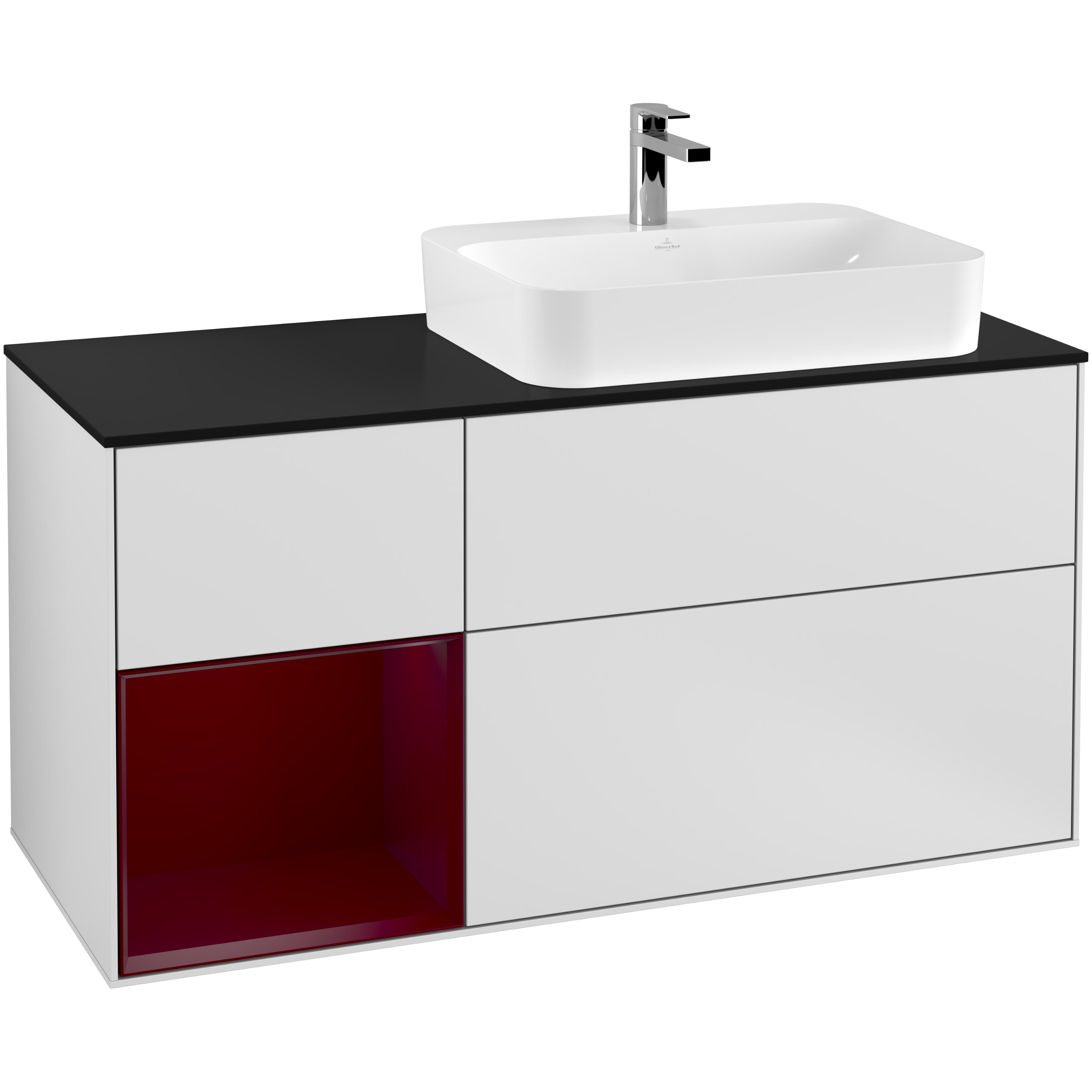 Tvättställsskåp Villeroy & Boch Finion med 3 Lådor Hylla och Bänkskiva för Ocentrerat Ytmonterat Tvättställ