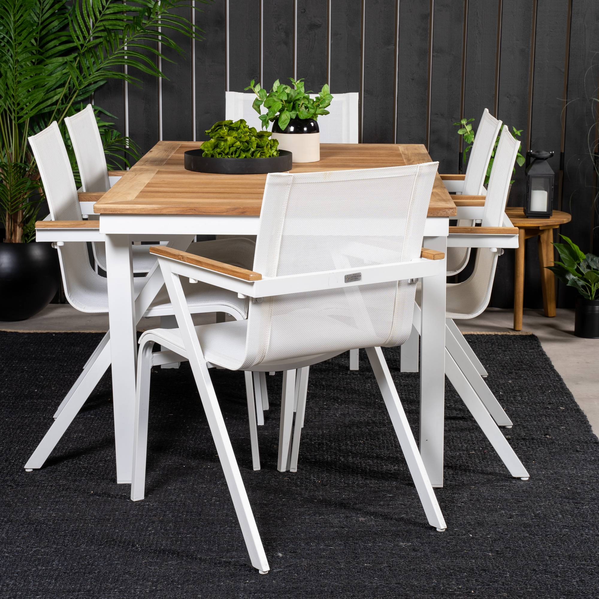 Spisegruppe Venture Home Perla 160/240 med 6 Meya Stoler