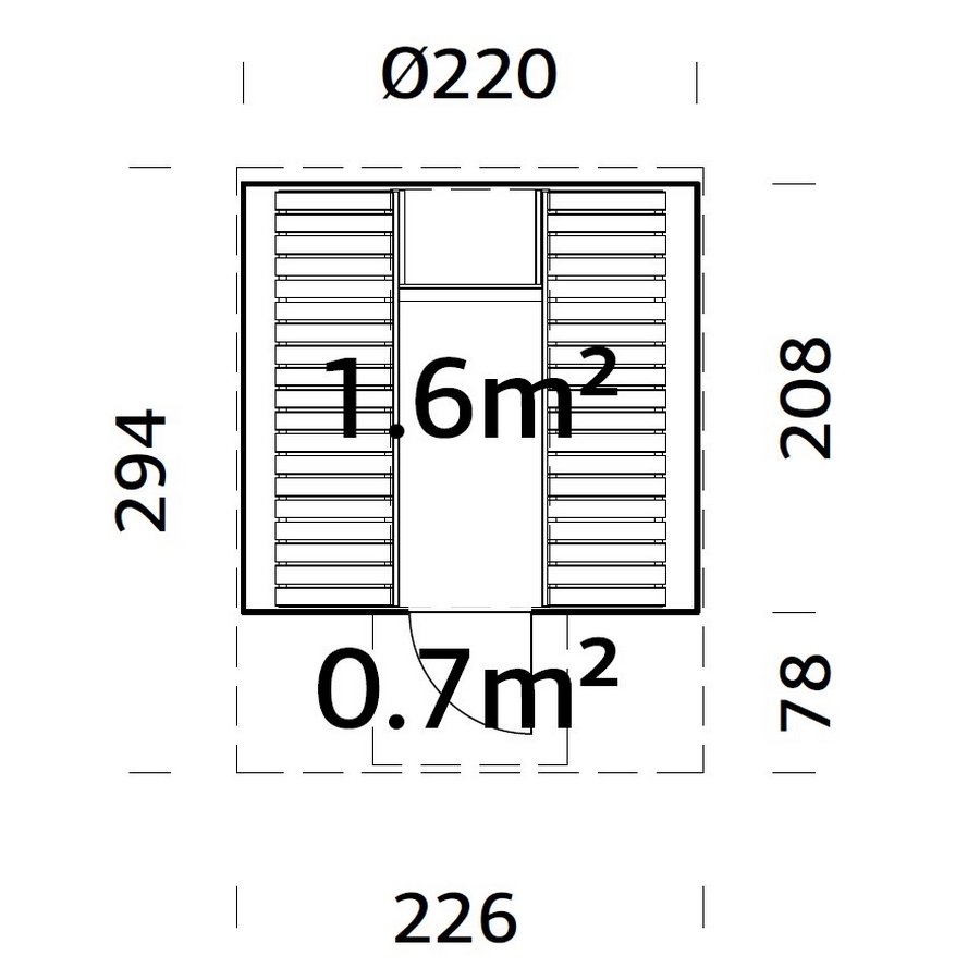 Badstuhus Palmako Anita 1,6 + 0,7 m2