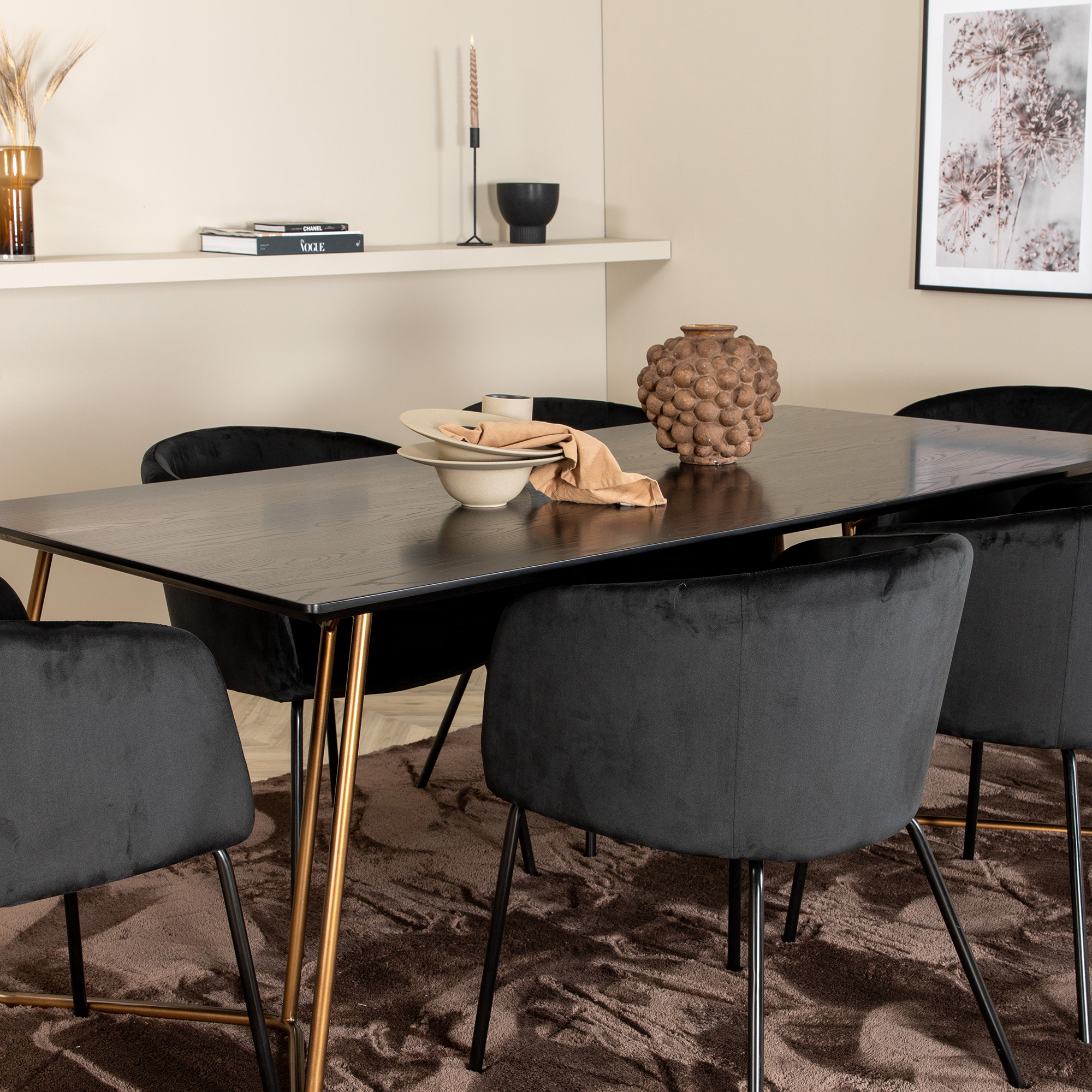 Spisegruppe Venture Home Annika med 6 Bergen Stoler