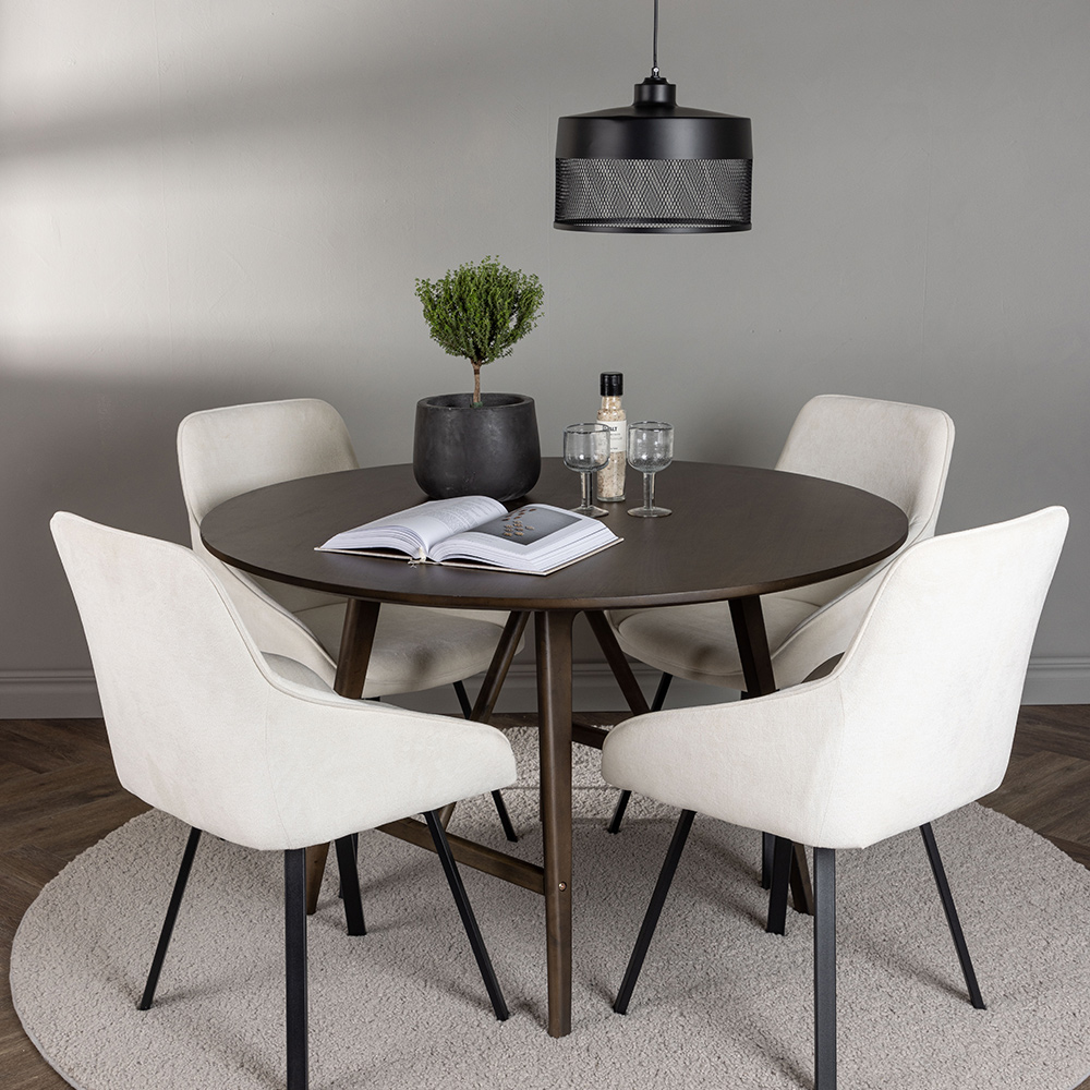 Spisegruppe Venture Home Kaseidon Ø100 cm med 4 stk Rosie Stoler