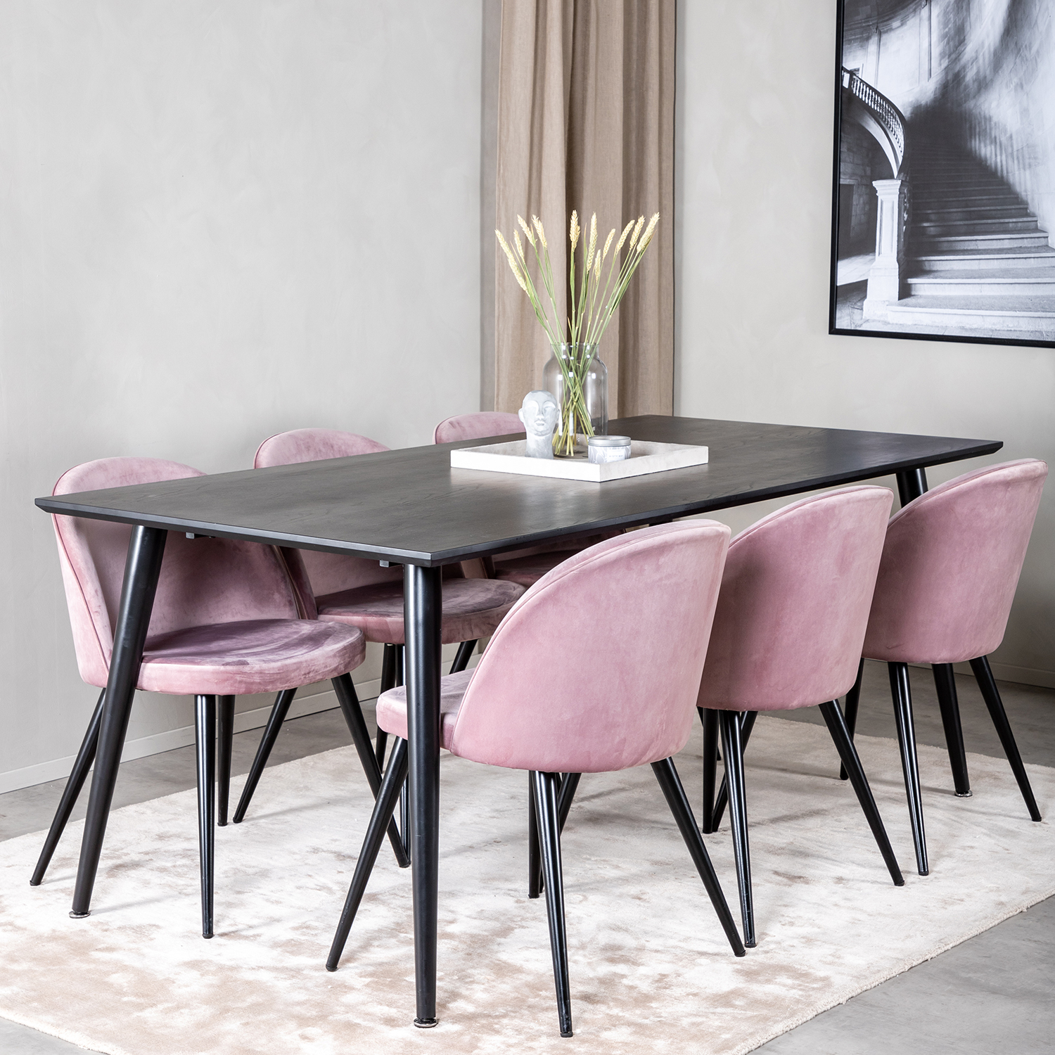 Spisegruppe Venture Home Dipp med 6 Velvet Stoler