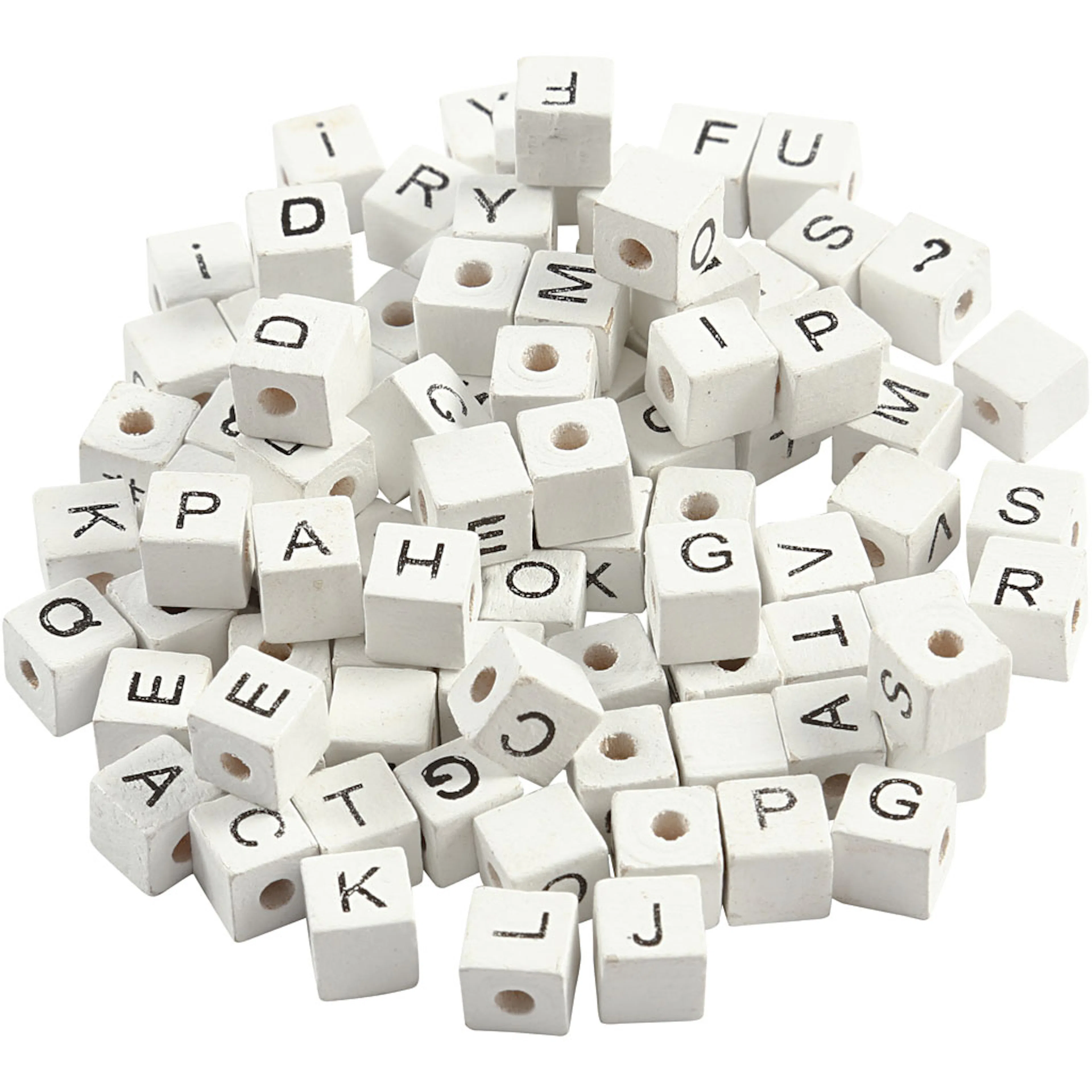 Bokstavperler Creativ Company hvit 8x8 mm Hullstr 3 mm 1 Pk