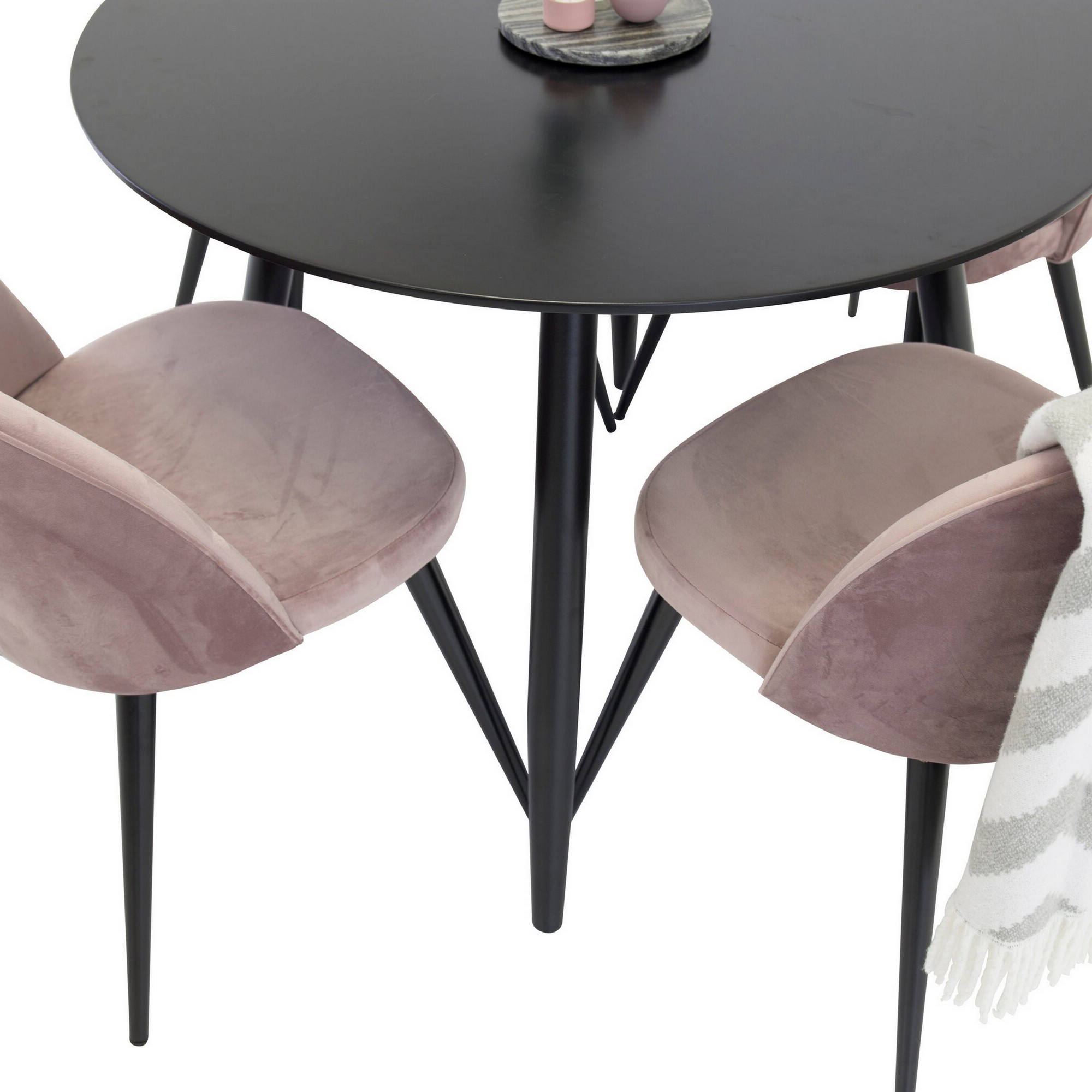 Spisegruppe Venture Home Plaza med 4stk Velvet Stoler