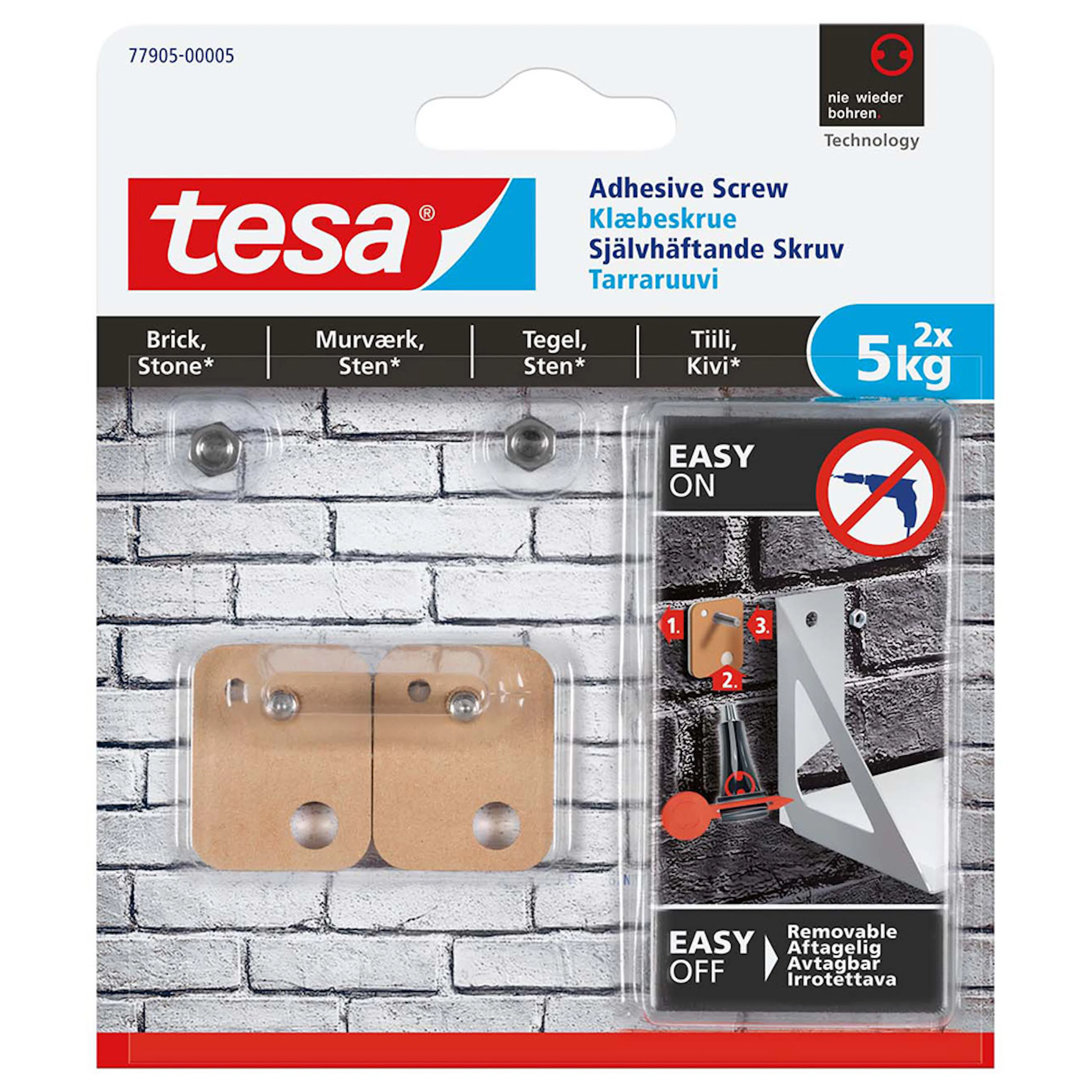 Selvklebende Skrueplater Tesa Rekt 2 stk 5 kg