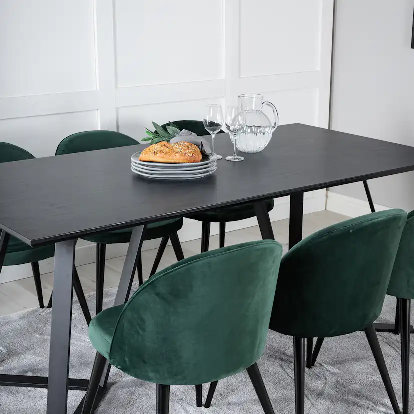 Spisegruppe Venture Home Madde med 6 Valentina Stoler Fløyel