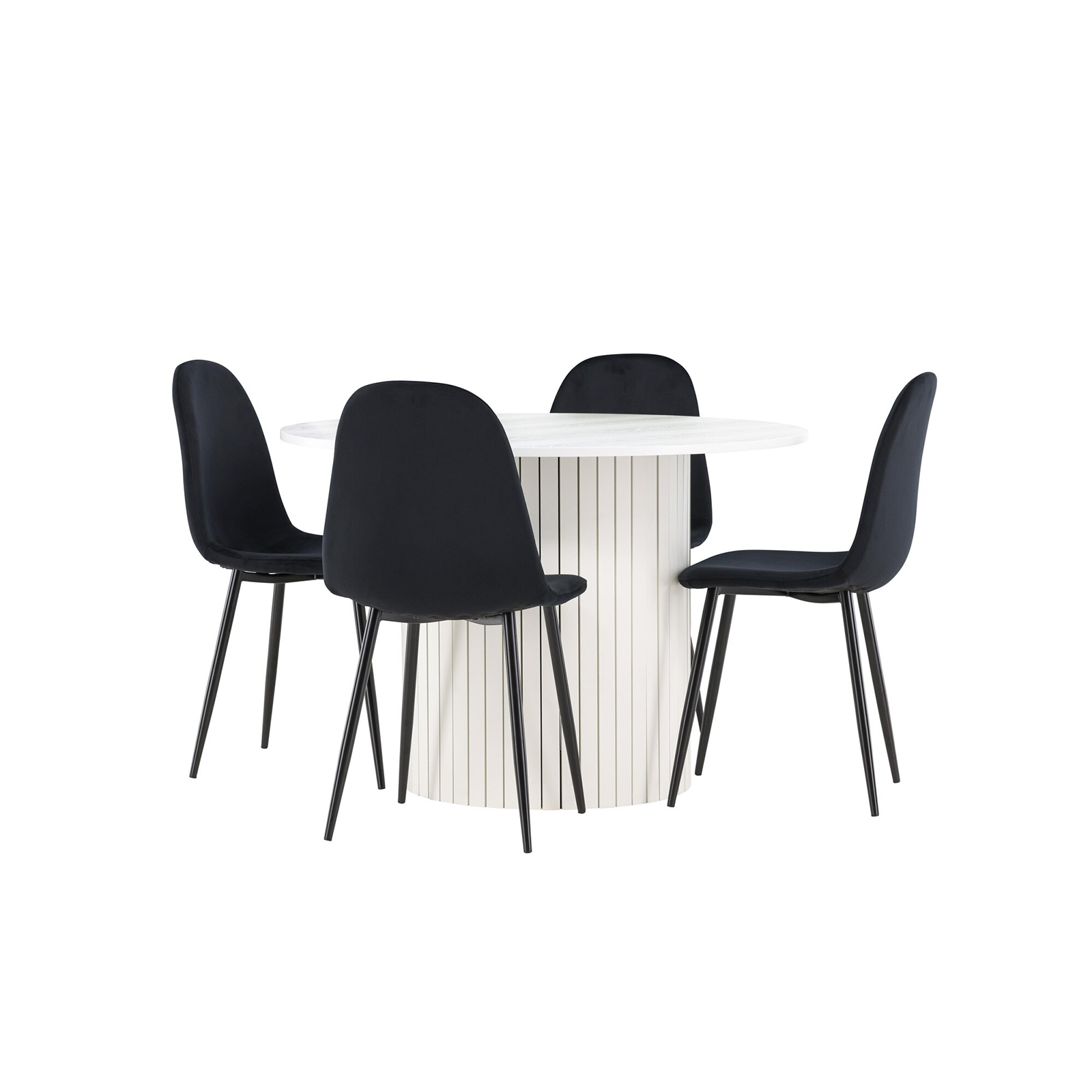 Spisegruppe Venture Home Härön Ø110 med 4 stk Polar Stoler Fløyel