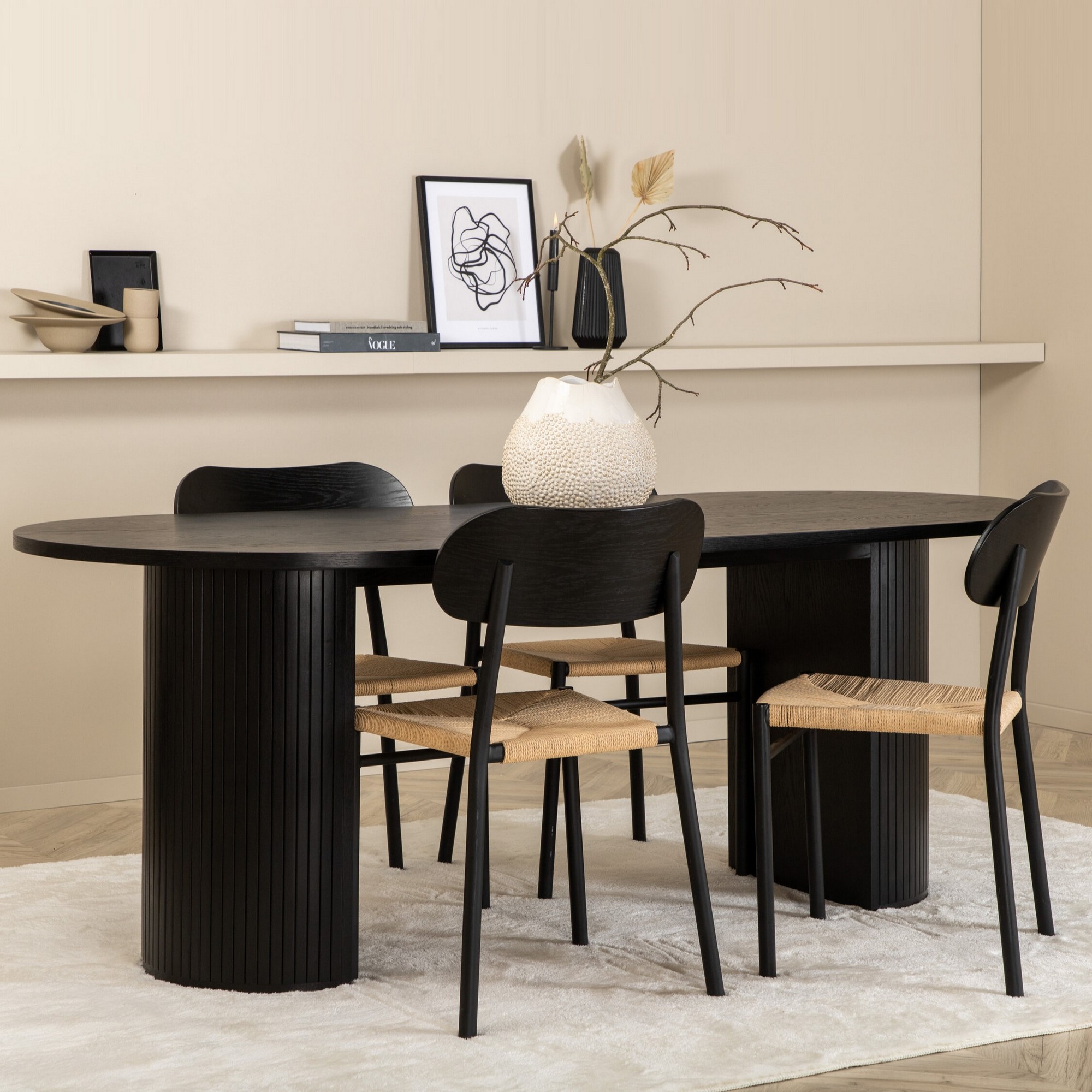 Spisegruppe Venture Home Bianca Oval med 4stk Polly Stoler