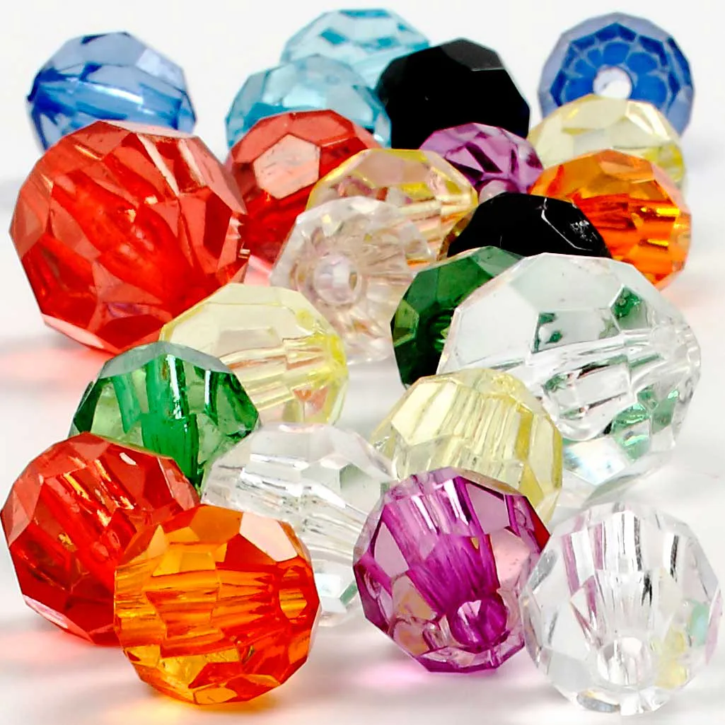 Plastperler Creativ Company Facettperlemix Str 10-12-16 mm Hullstr 1-2,5 mm 125 ml/1 Pk