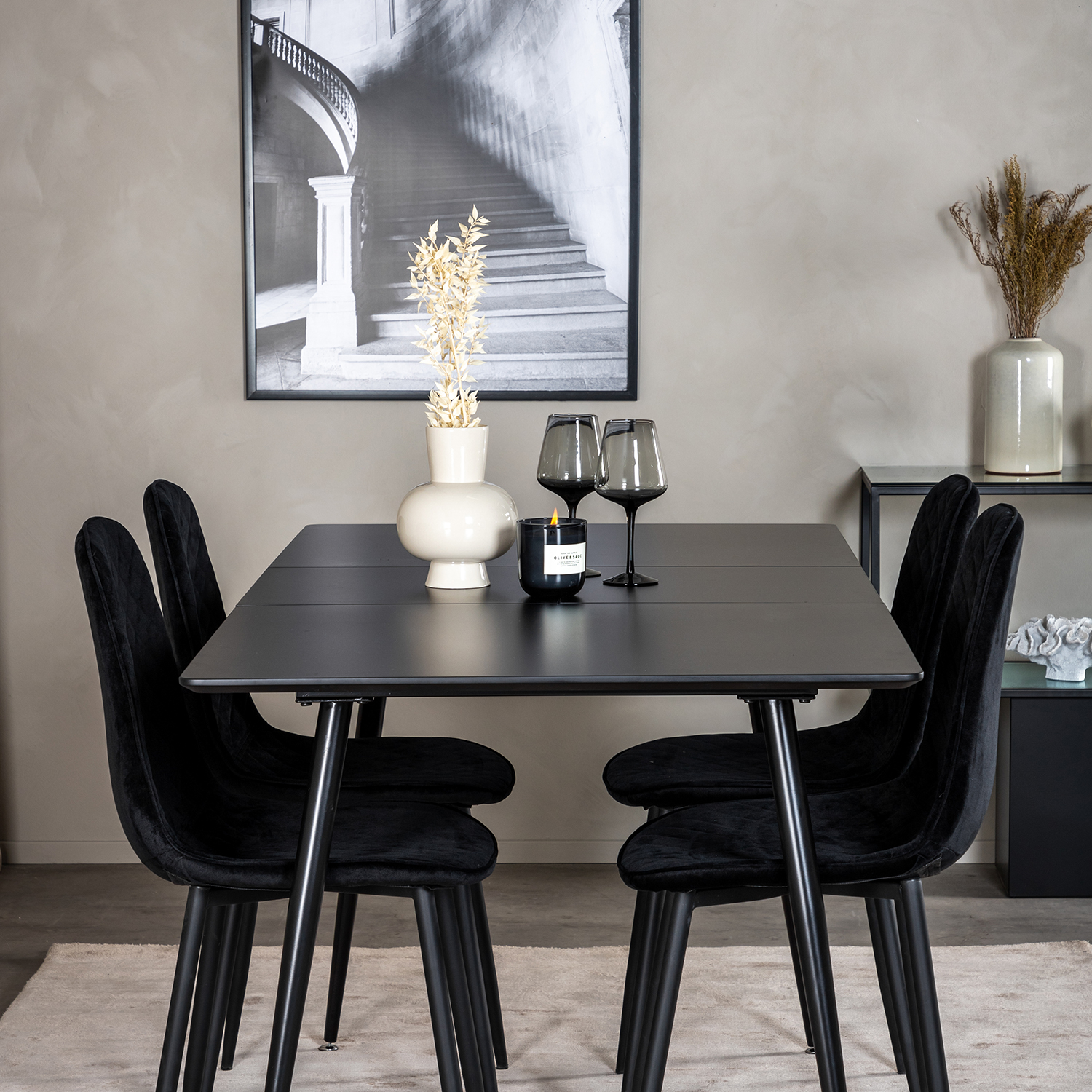 Spisegruppe Venture Home Silvia med Innleggsplate og 4 Phoi Stoler