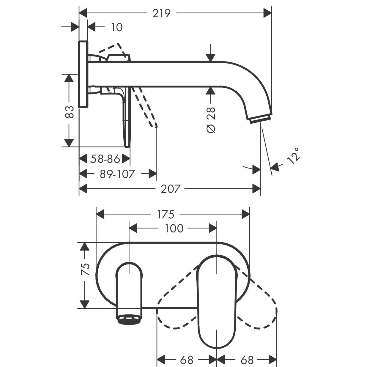 Servantbatteri Hansgrohe Vernis Blend for Innbygging