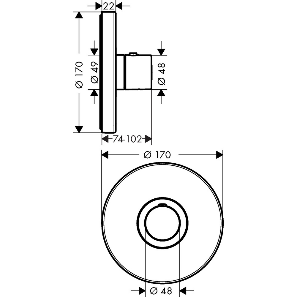 Innbyggingsblander Axor ShowerSelect Rund Highflow