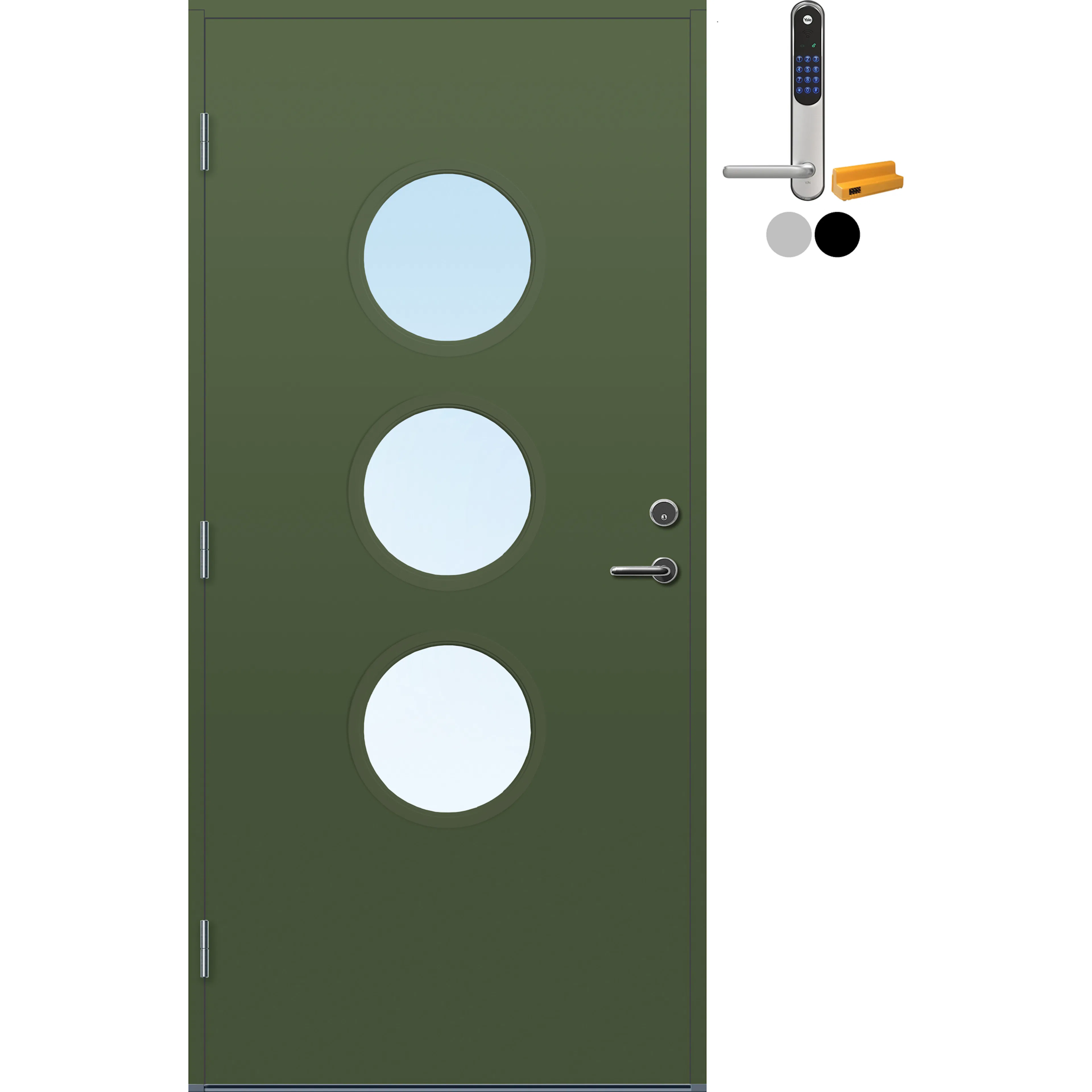 DØR YD HVALER 9X20H GRØNN og Yale Entrus BxH: 90x200 cm, Høyre, NCS S-6020-G30Y, Grønn