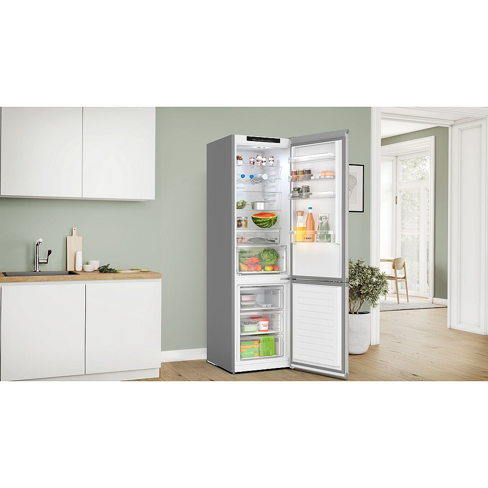 Frittstående Kjøleskap/Fryser Bosch Serie 4 KGN392I1F Rustfri med To Kjølesystem for Optimal Nedkjøling