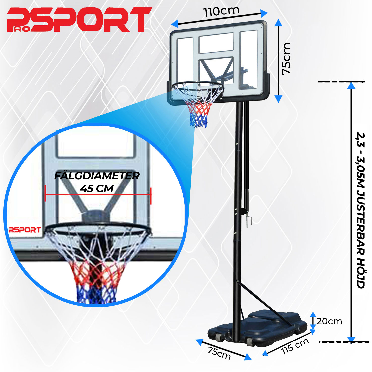 Basketballstativ ProSport Premium 2,3-3,05m