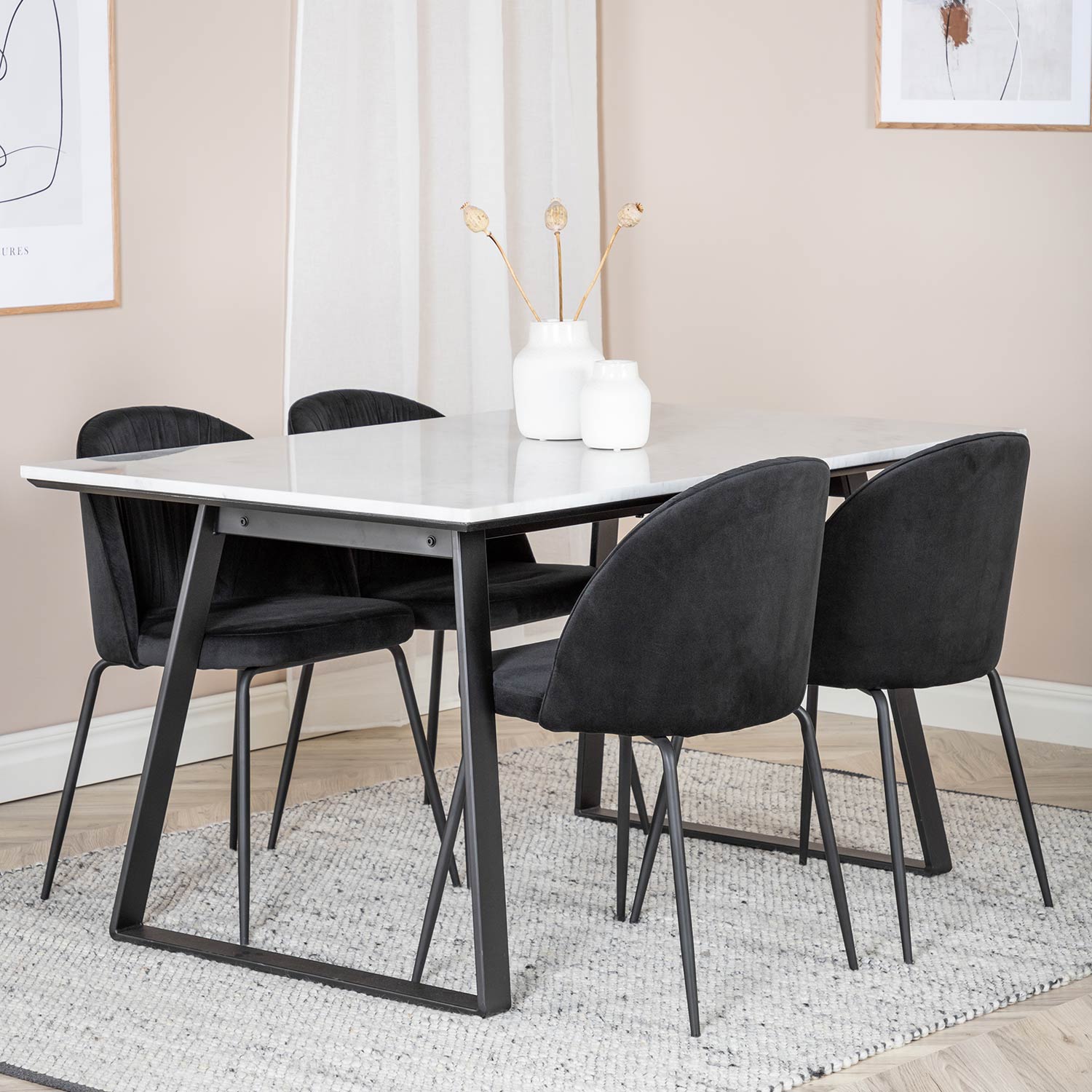 Spisegruppe Venture Home Estelle 140 med 4 Wrigley Stoler