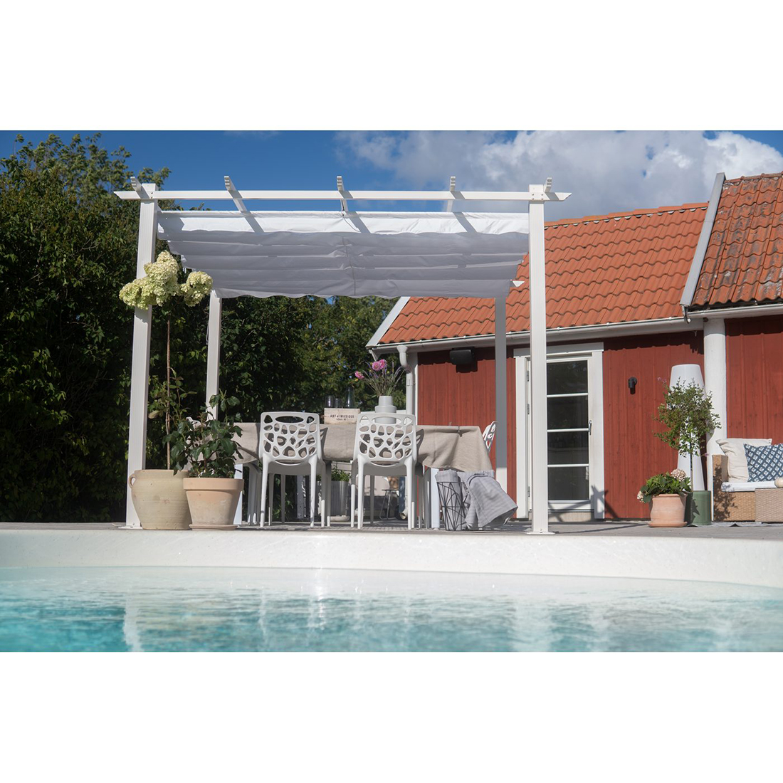 Pergola 3x3 m Vit Hvit/Hvit