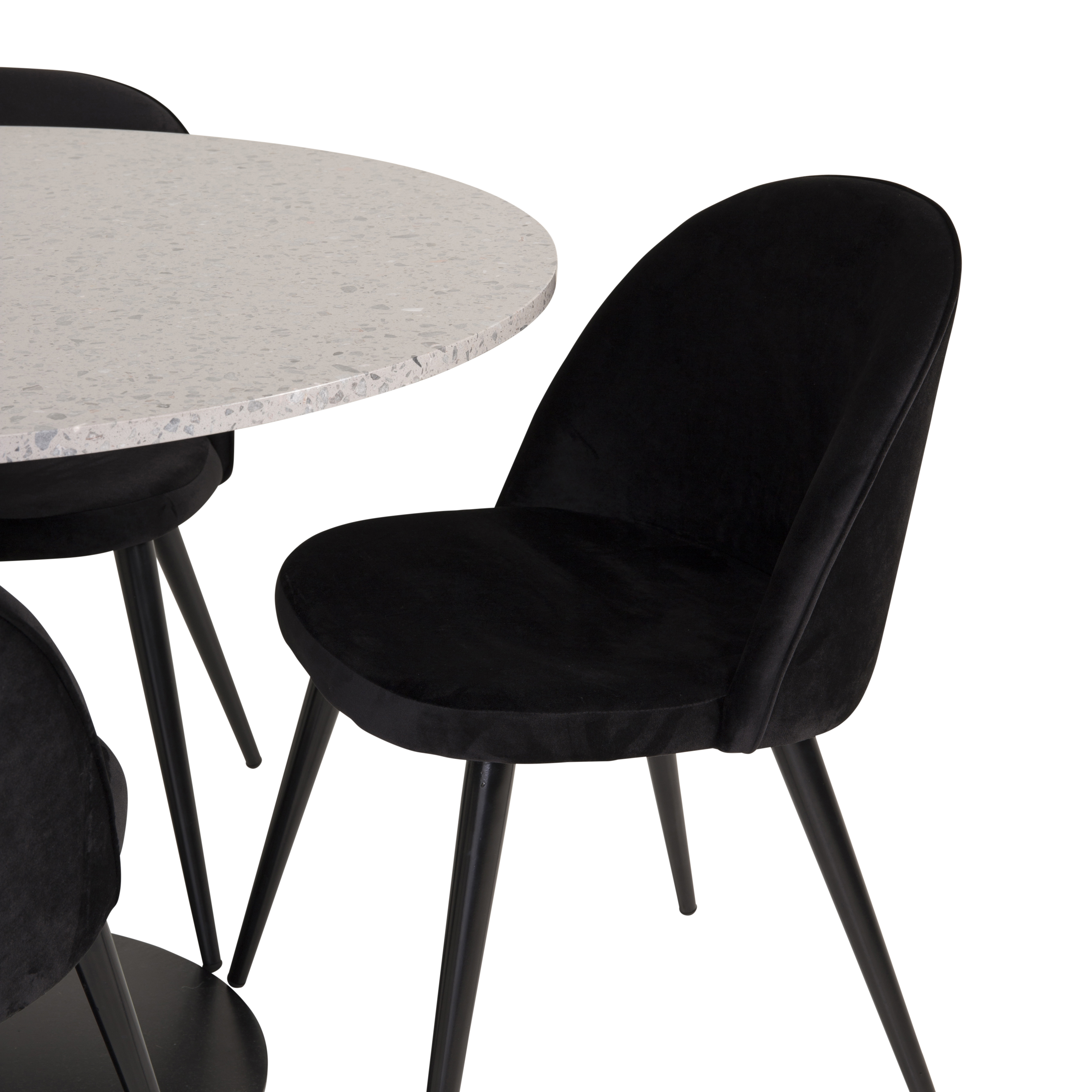 Spisegruppe Venture Home Roxanna Grå Bord med 4 Valentina Stoler Fløyel