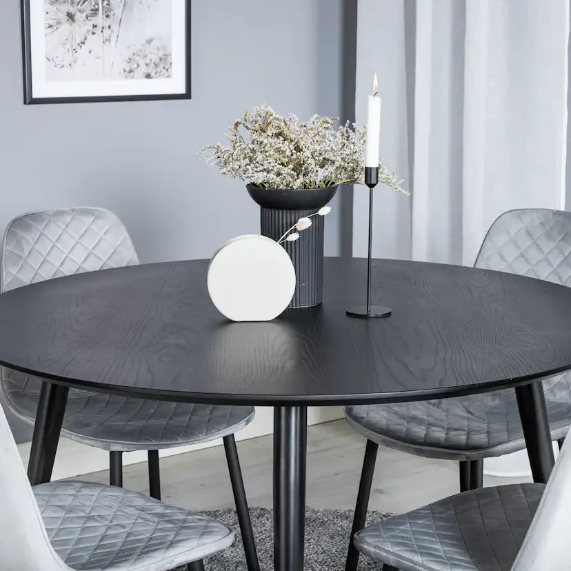 Spisegruppe Venture Home Dipp Ø115 cm med 4 Polar Stoler
