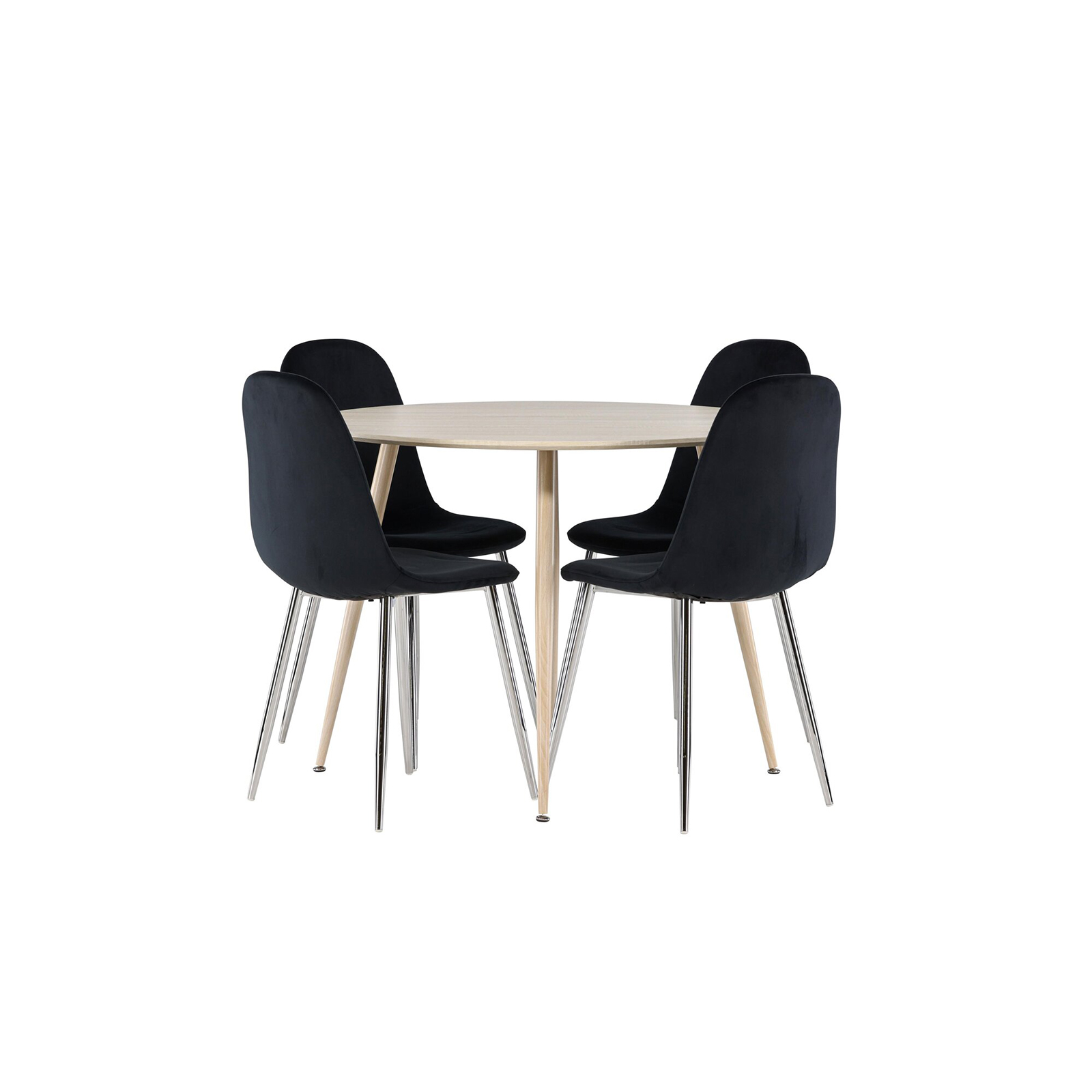 Spisegruppe Venture Home Plaza Ø100 med 4 stk Polar Stoler Fløyel