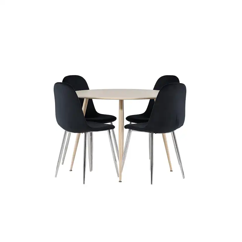 Spisegruppe Venture Home Plaza Ø100 med 4 stk Polar Stoler Fløyel