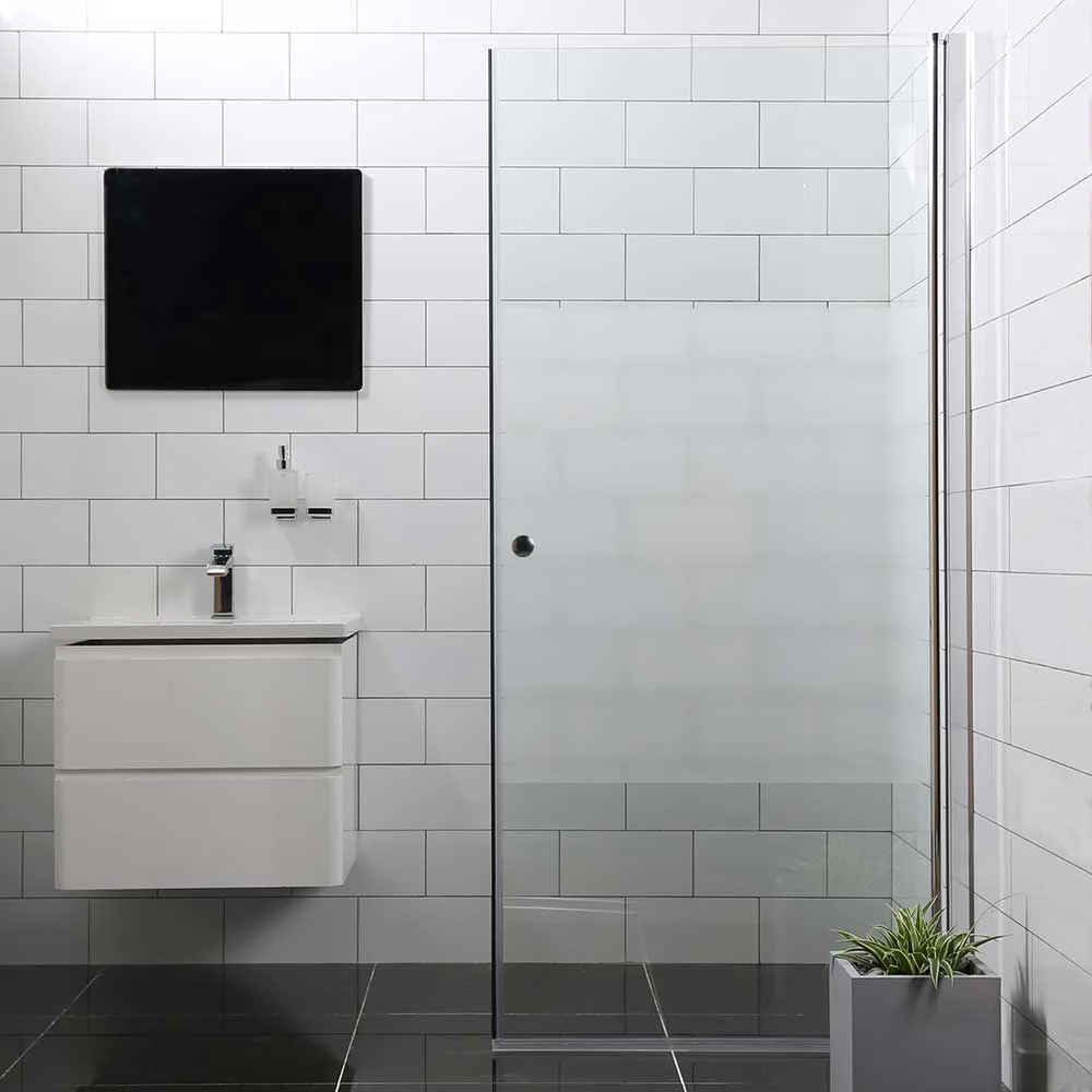 Dusjdør Bathlife Allsidig Rett Dør Delvis Frostet Glass