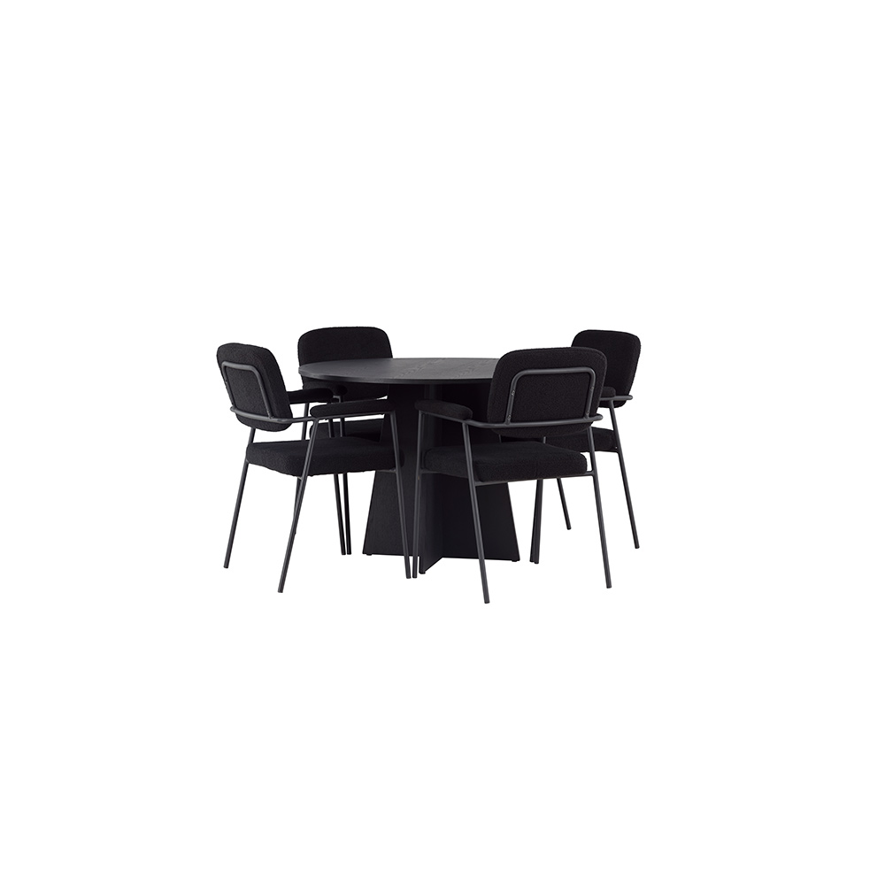 Spisegruppe Venture Home Bootcut Ø110 cm med 4 stk Yesterday Stoler
