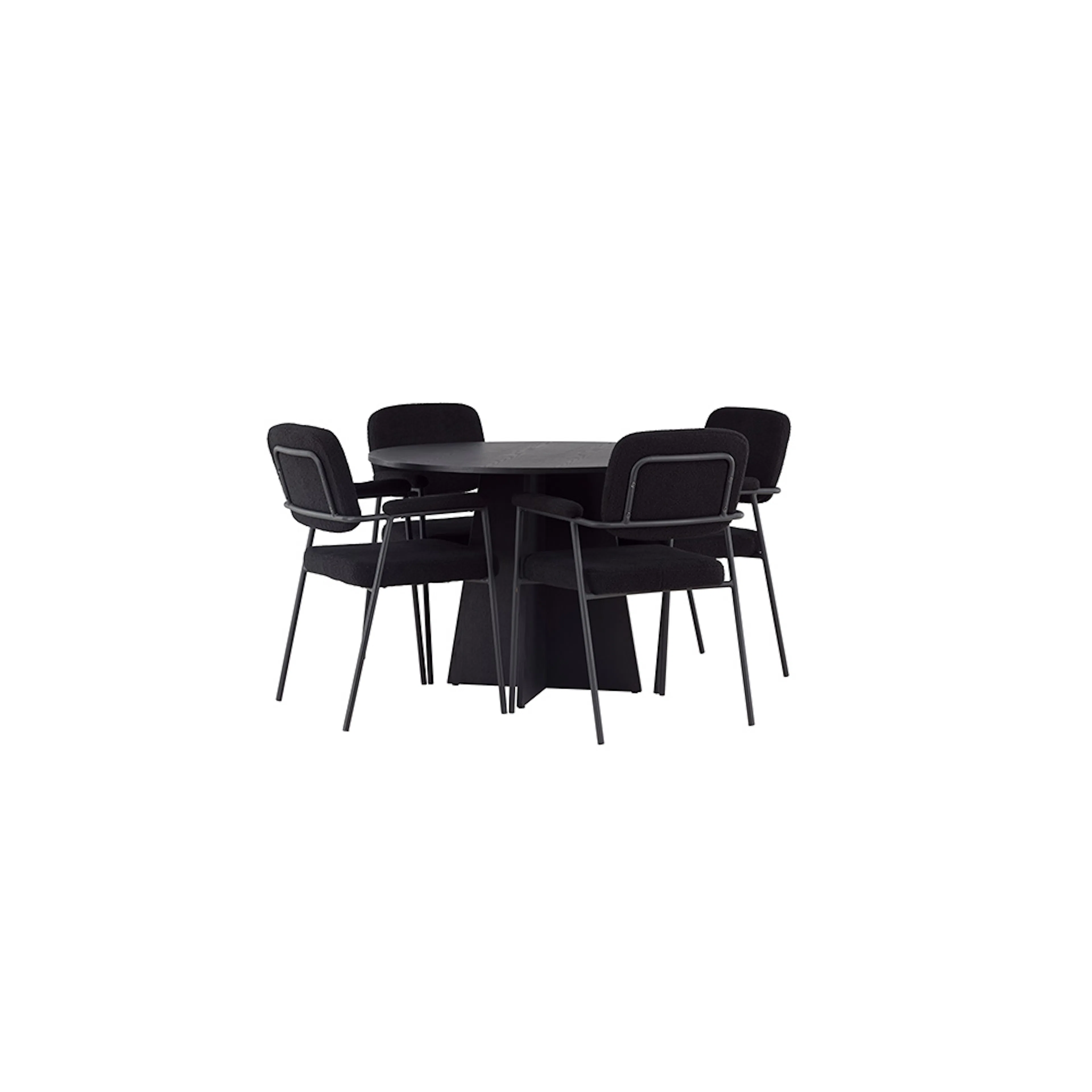 Spisegruppe Venture Home Bootcut Ø110 cm med 4 stk Yesterday Stoler