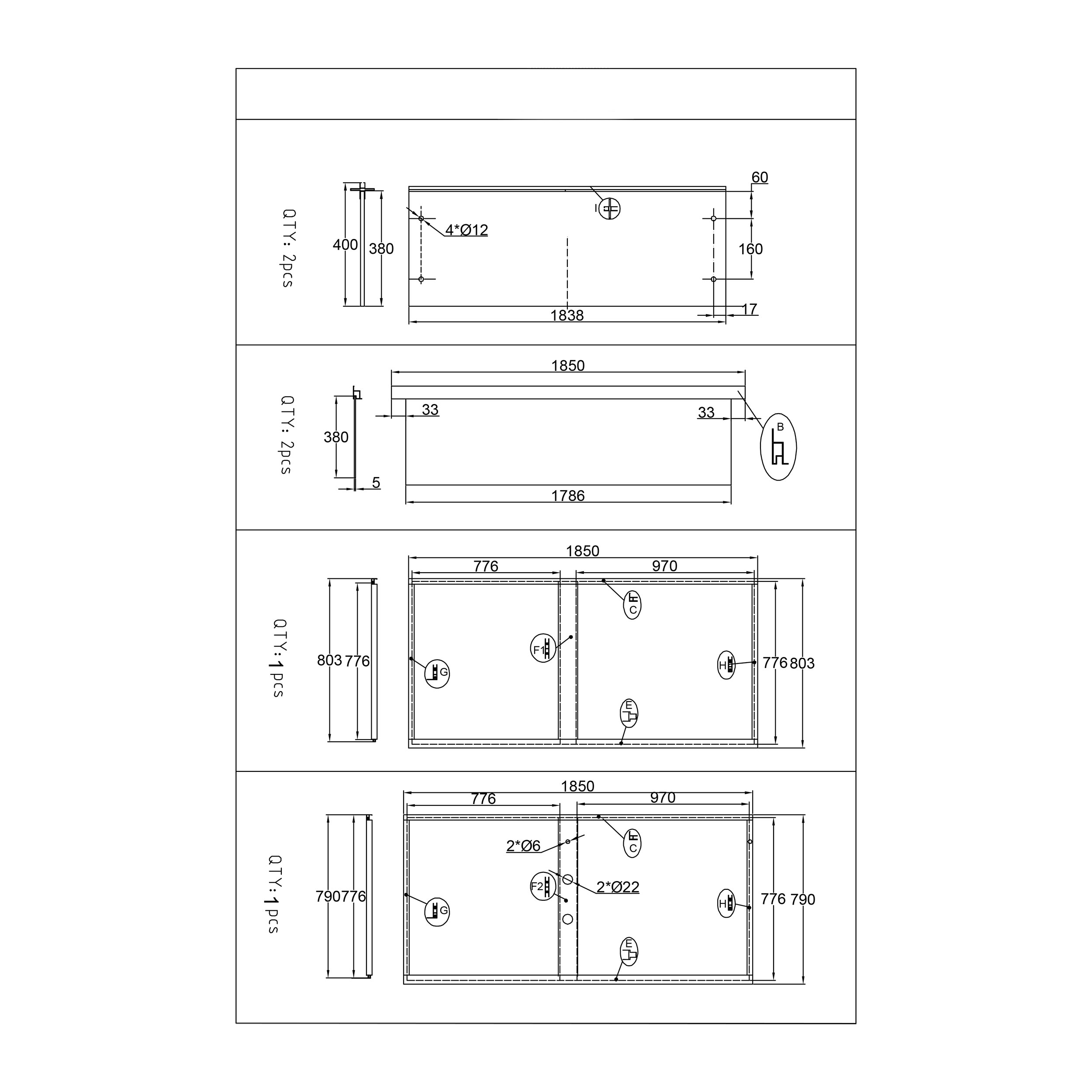 Dusjkabinett Bathlife Betrakta 90x90 Rett R/W Klarglass