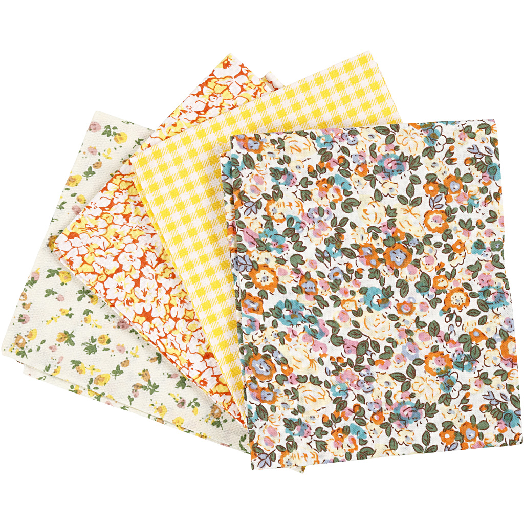 Patchworktyg, gul, stl. 45x55 cm, 100 g, 4 st./ 1 bunt Gul