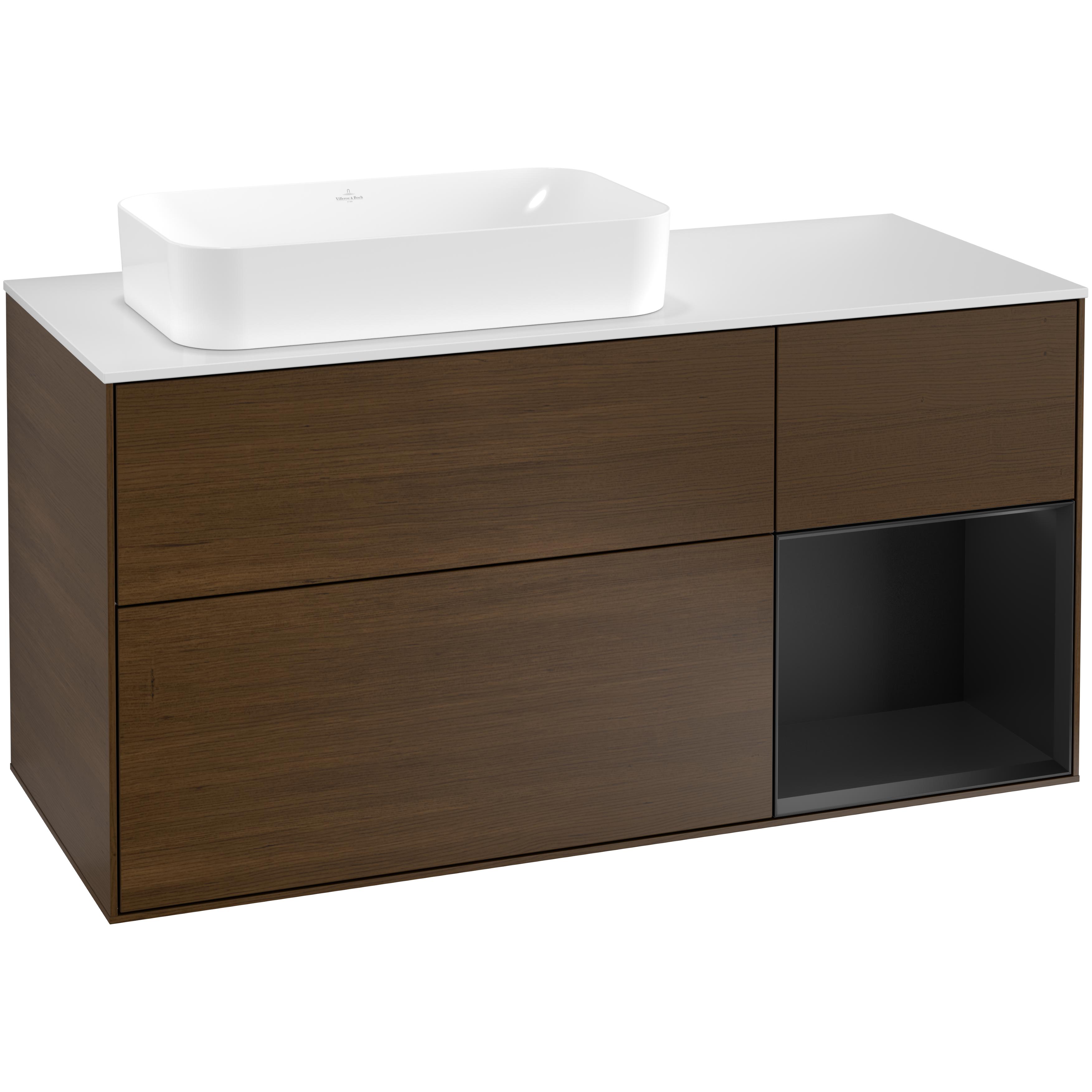 Tvättställsskåp Villeroy & Boch Finion med 3 Lådor Hylla och Bänkskiva för Ocentrerat Fristående Tvättställ