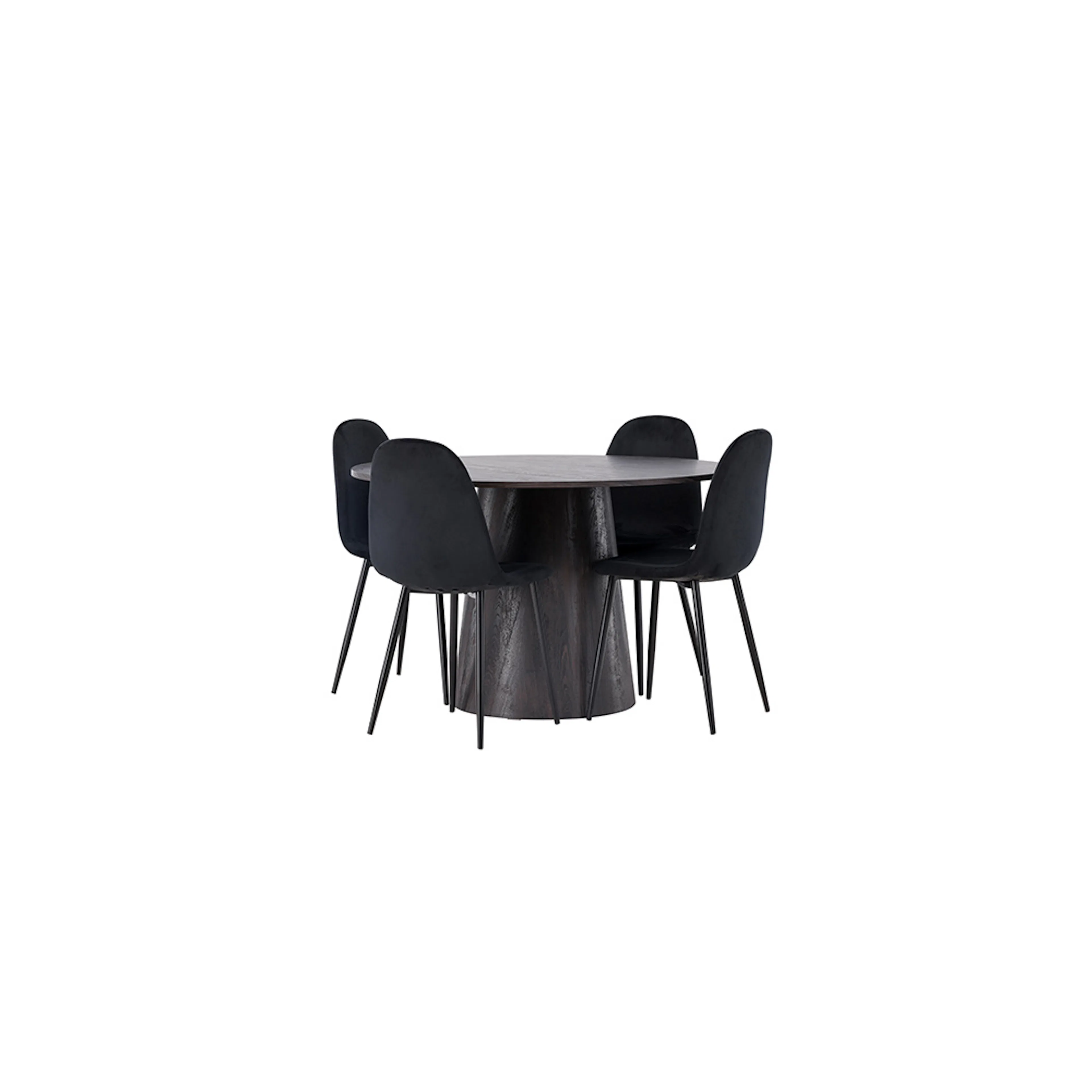 Matgrupp Venture Home Lanzo Ø120 cm med 4 st Polar stolar Sort
